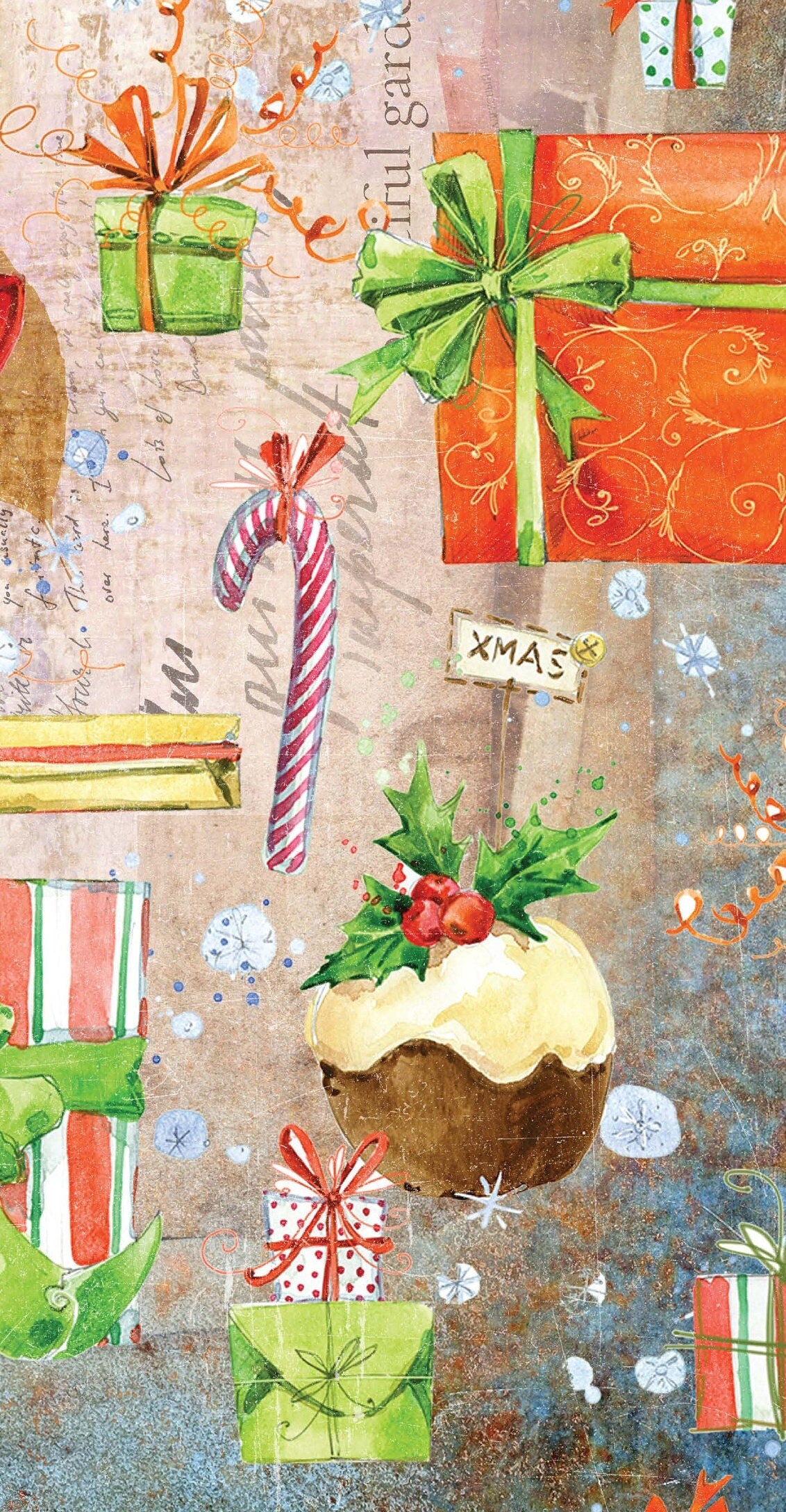 Christmas Decoupage Paper - Gifts, Bells, Candles (Large Size Options)