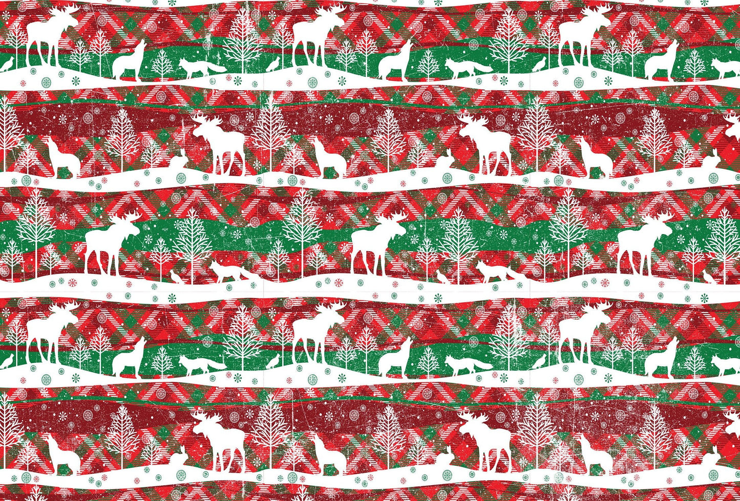 Merry Christmas - Deer Pattern - Decorative Christmas Paper - Decoupage for Furniture - Large Size Options - Green & Red