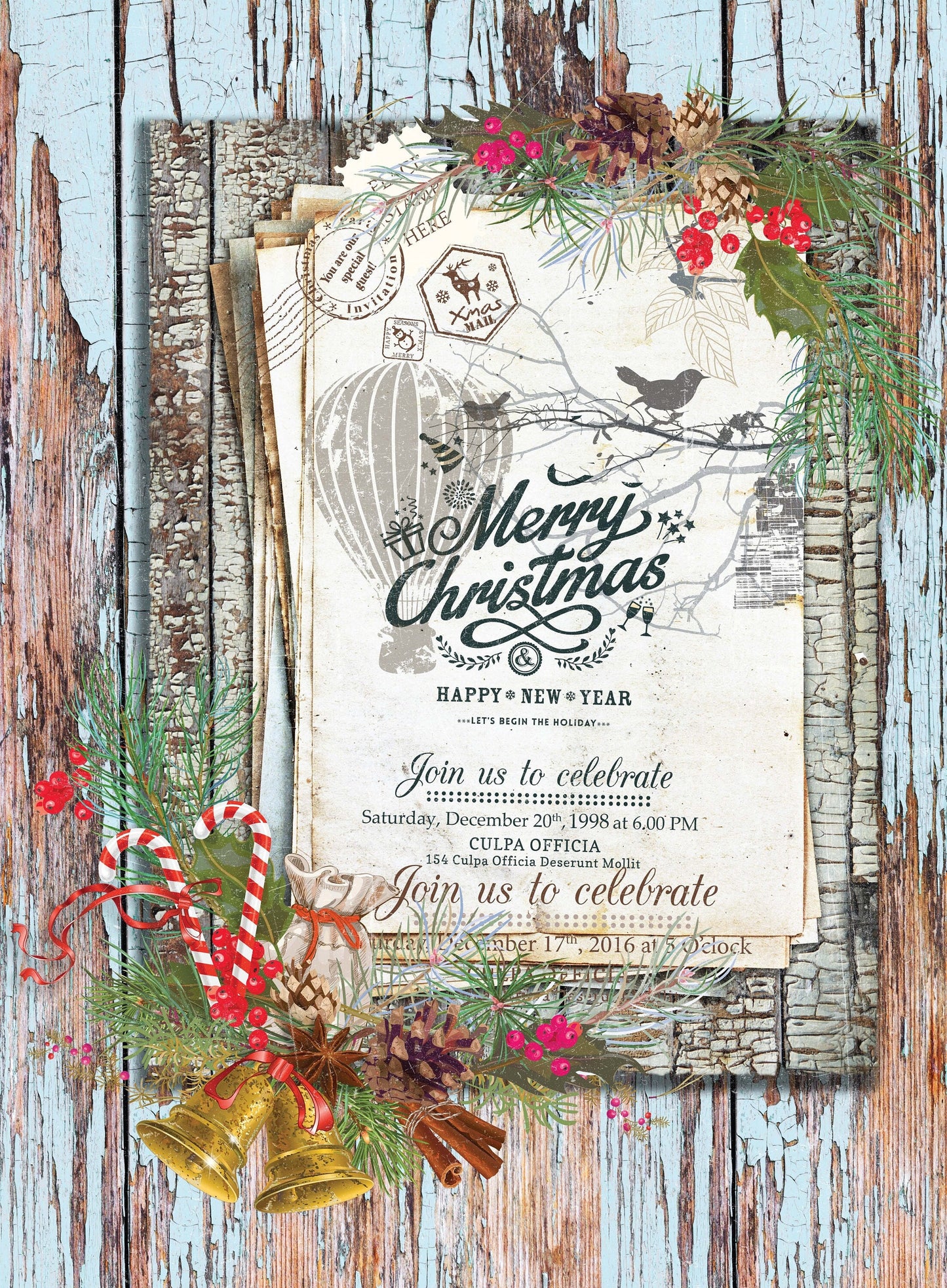 Merry Christmas - Decorative Christmas Paper - Decoupage for Furniture - Large Size Options