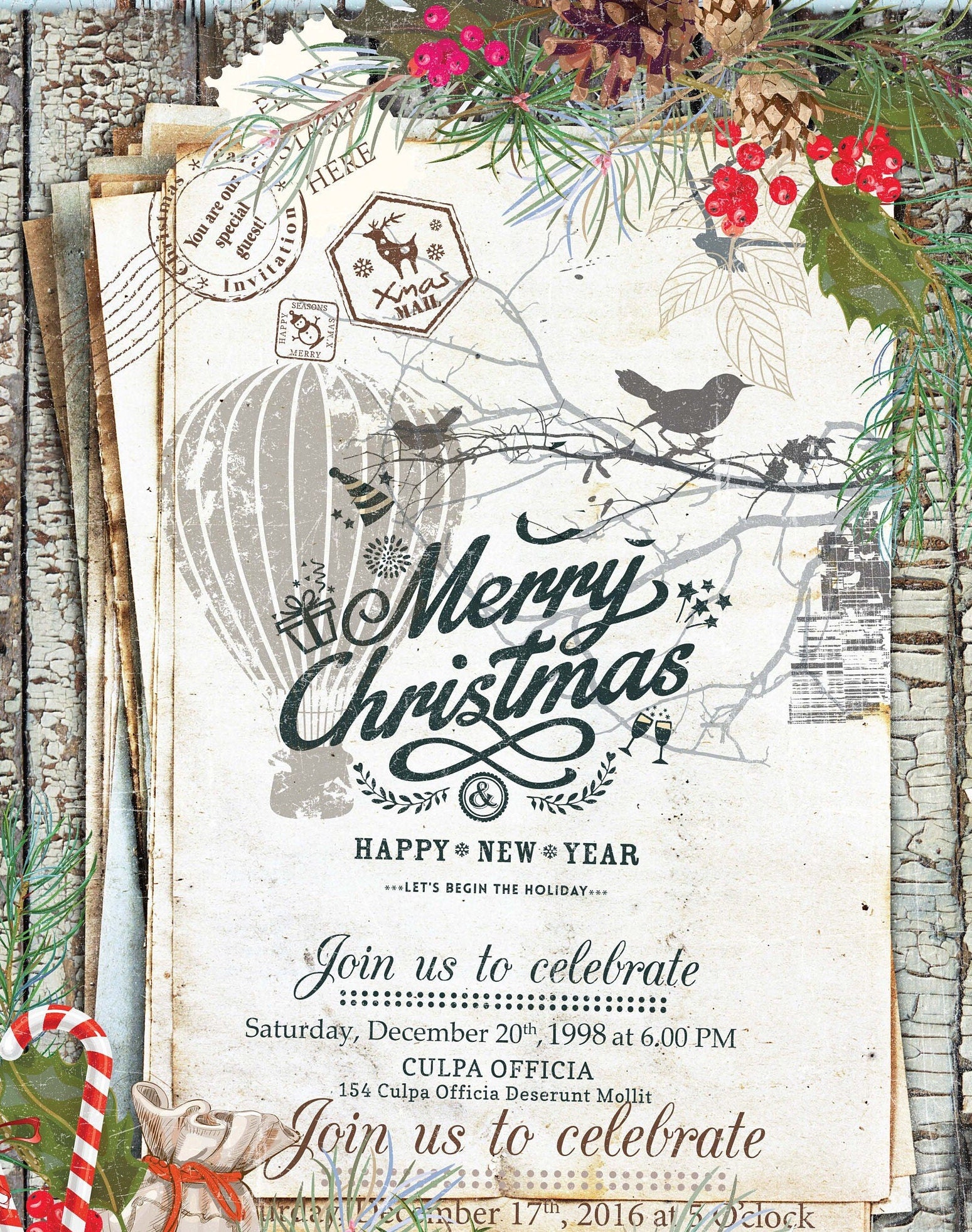 Merry Christmas - Decorative Christmas Paper - Decoupage for Furniture - Large Size Options