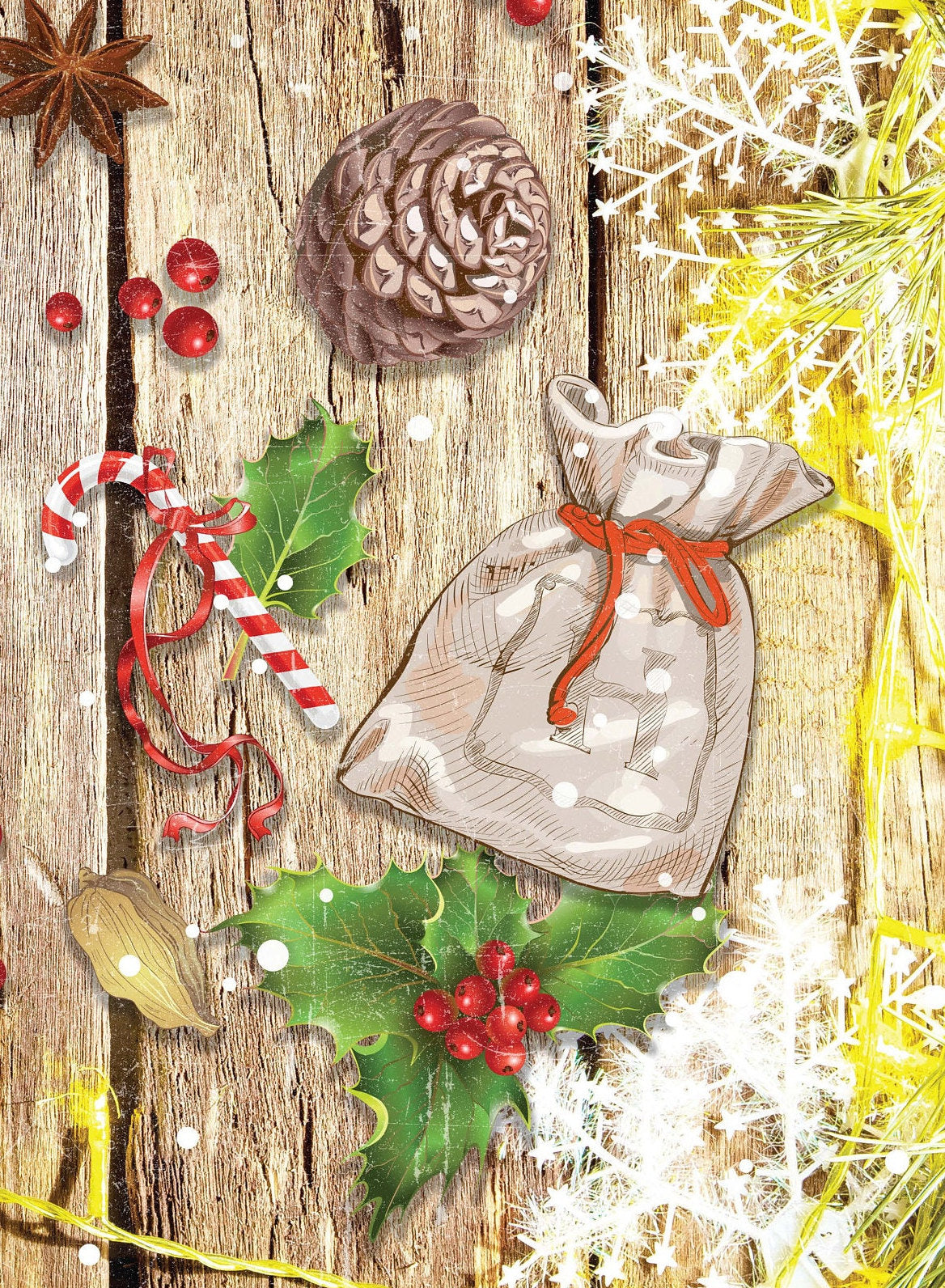 Merry Christmas - Decorative Christmas Paper - Decoupage for Furniture - Large Size Options