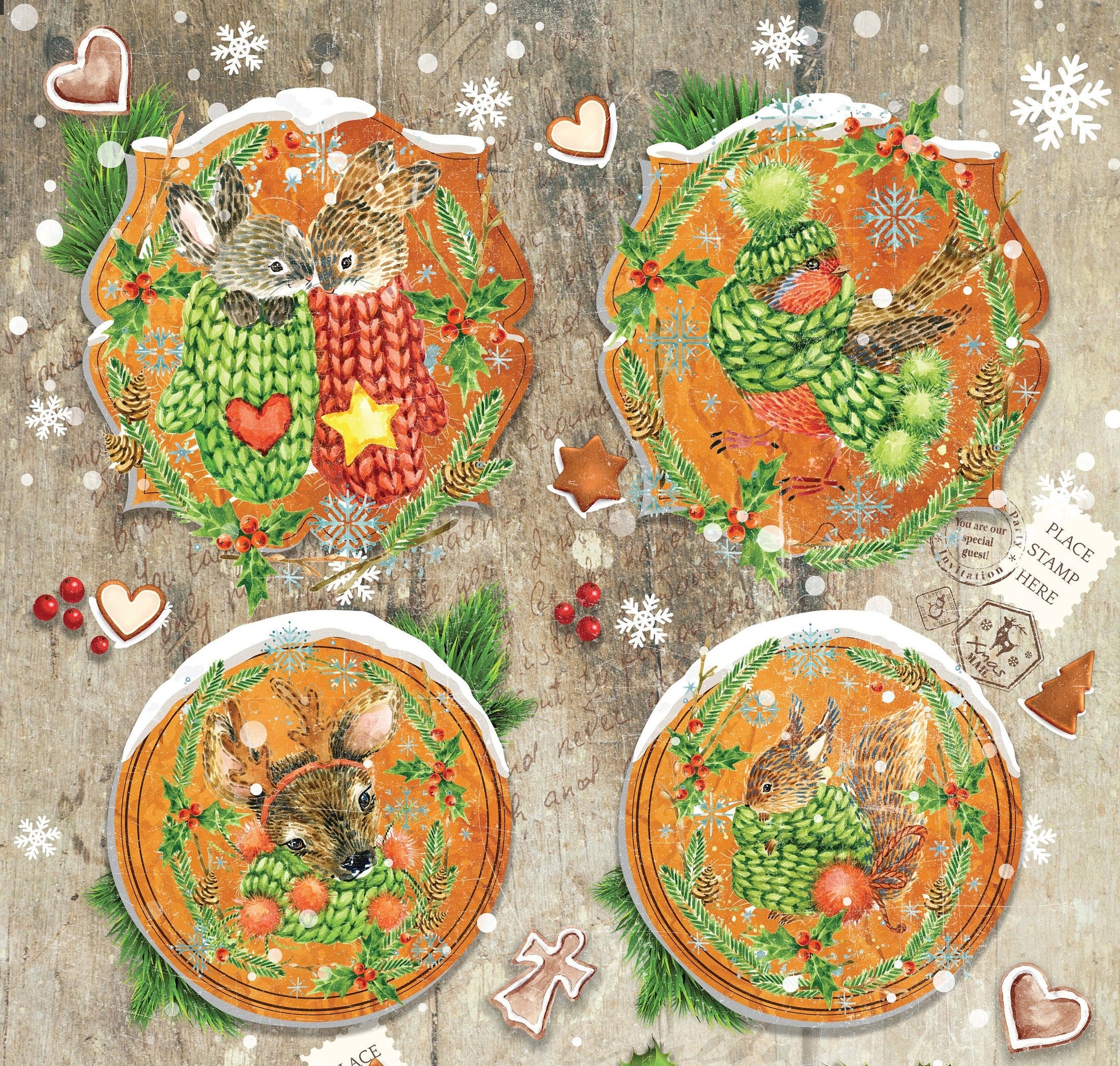 Merry Christmas - Decorative Christmas Paper - Decoupage for Furniture - Large Size Options