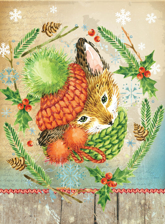 Lovely Fox - Merry Christmas - Decorative Christmas Paper - Decoupage for Furniture - Large Size Rice Paper for Decoupage