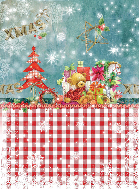 Vintage Merry Christmas - Decorative Christmas Paper - Decoupage for Furniture - Large Size Rice Paper for Decoupage