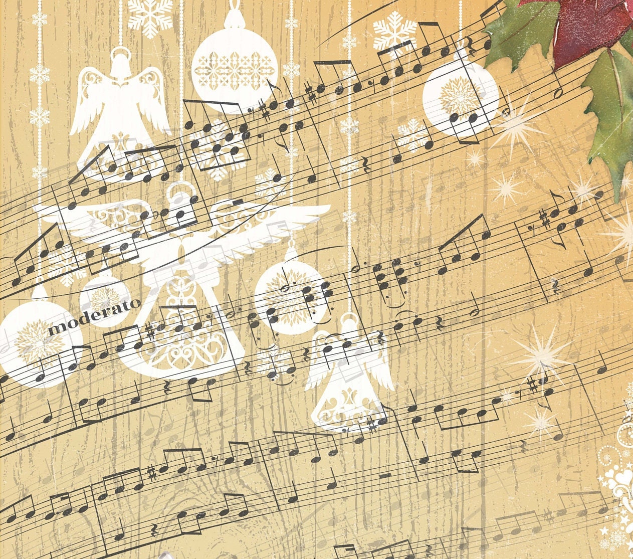 Lovely Cat - Vintage Merry Christmas - Decorative Christmas Paper - Decoupage for Furniture - Large Size Rice Paper for Decoupage