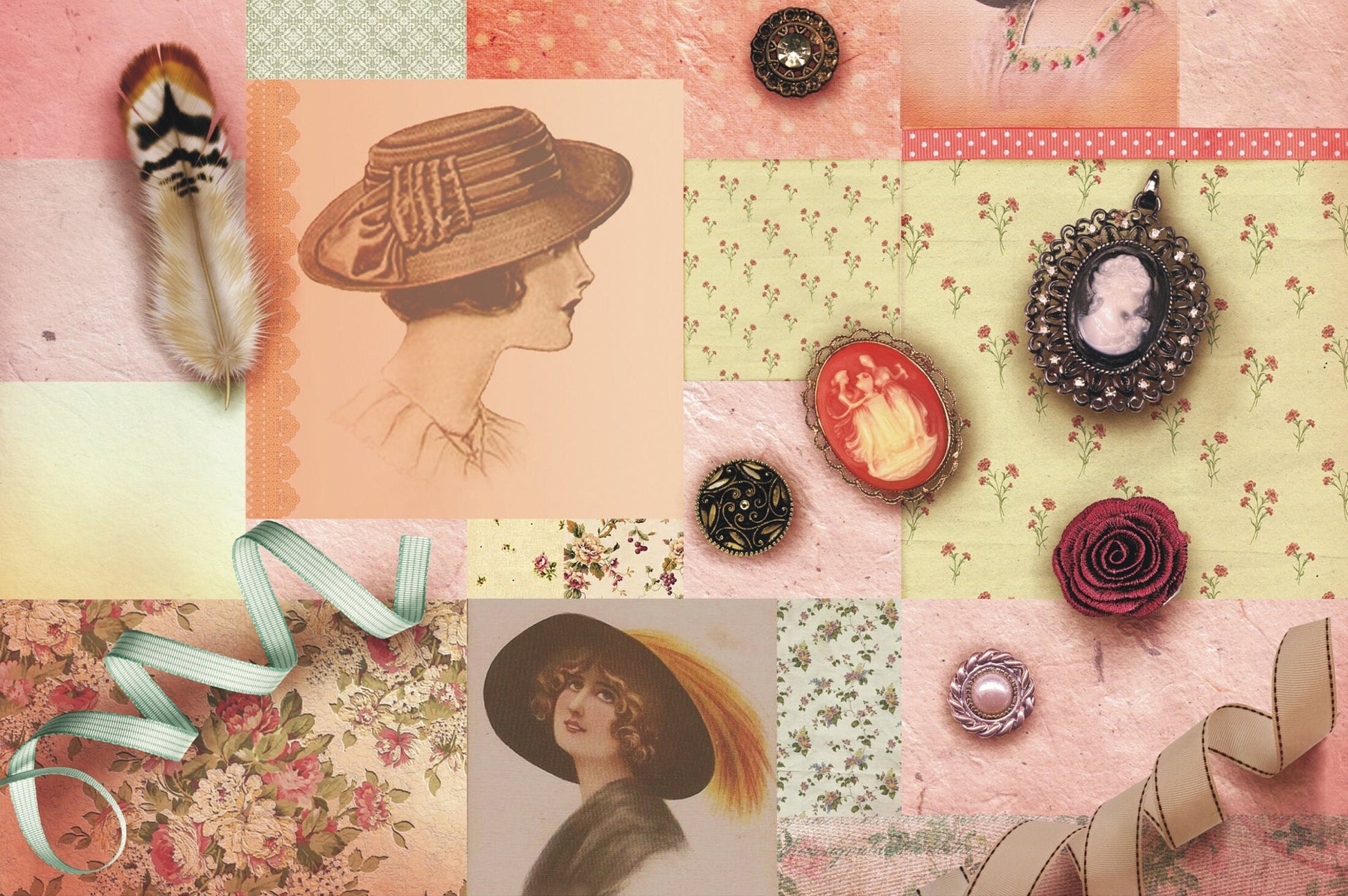 Women with Hat - Vintage Decoupage Art - Rice Paper - Decoupage for Furniture - Large Size Rice Paper for Decoupage