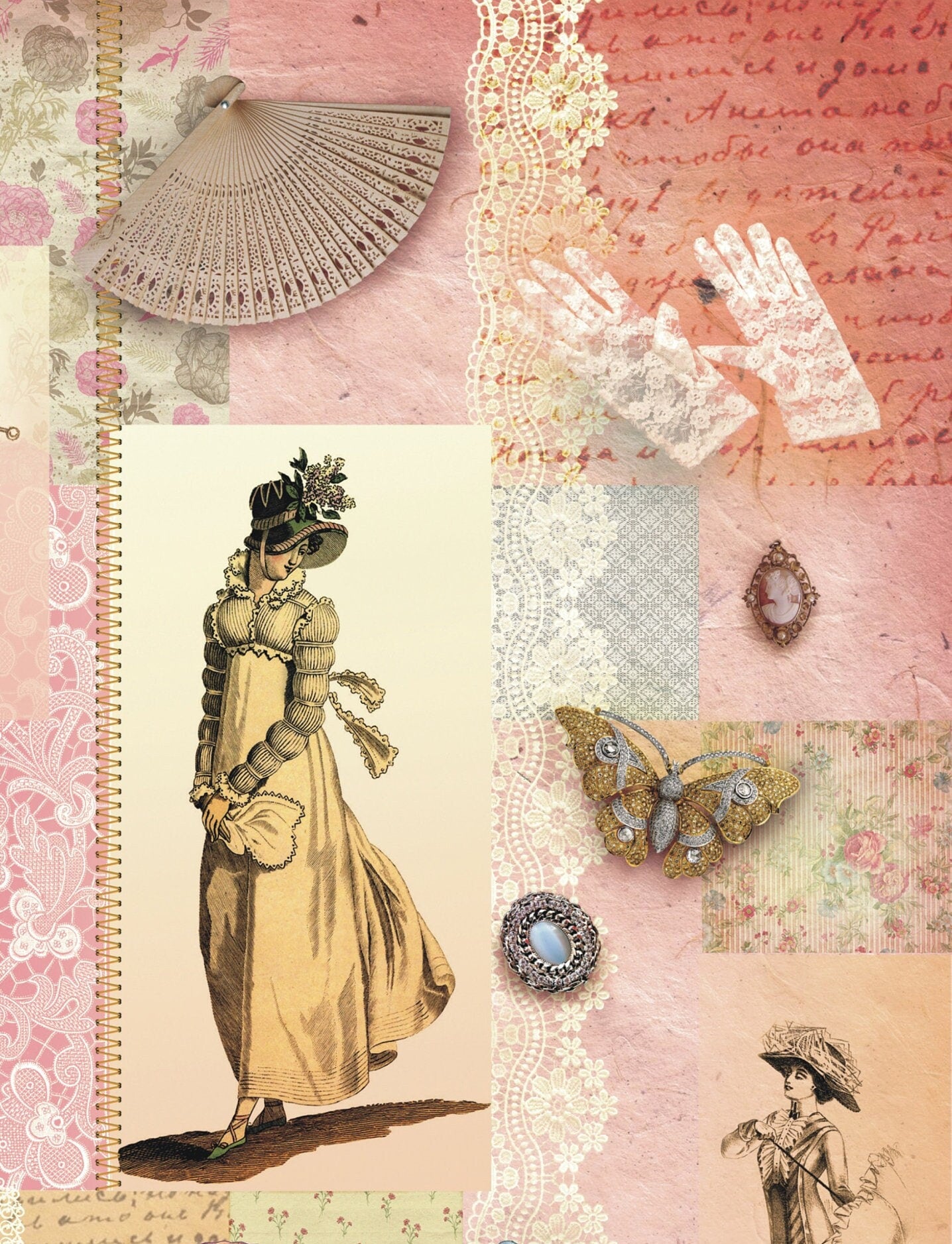 Victorian Lady - Vintage Decoupage Art - Rice Paper - Decoupage for Furniture - Large Size Rice Paper for Decoupage