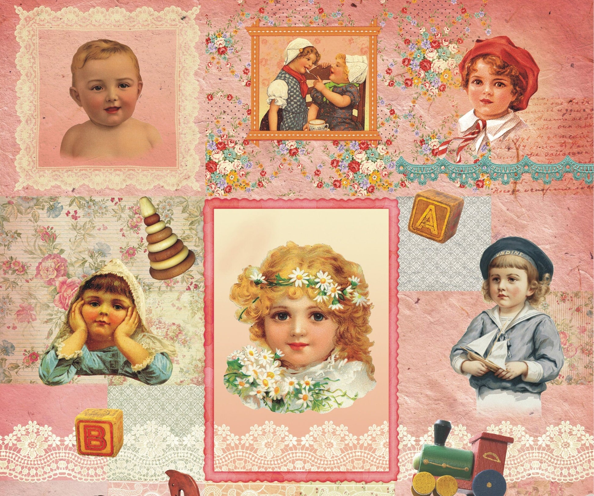 Little Girl - Vintage Decoupage Art - Rice Paper - Decoupage for Furniture - Large Size Rice Paper for Decoupage