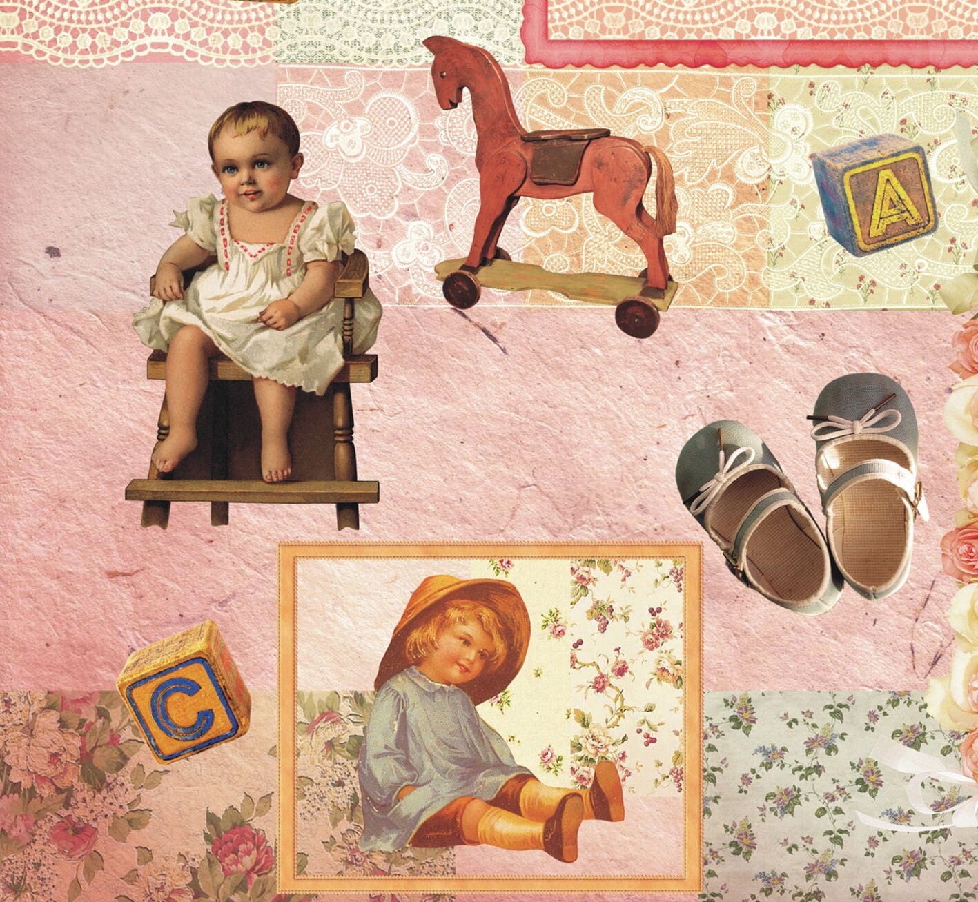 Little Girl - Vintage Decoupage Art - Rice Paper - Decoupage for Furniture - Large Size Rice Paper for Decoupage