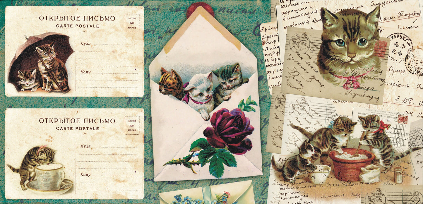 Kitten - Vintage Decoupage Art - Rice Paper - Decoupage for Furniture - Large Size Rice Paper for Decoupage