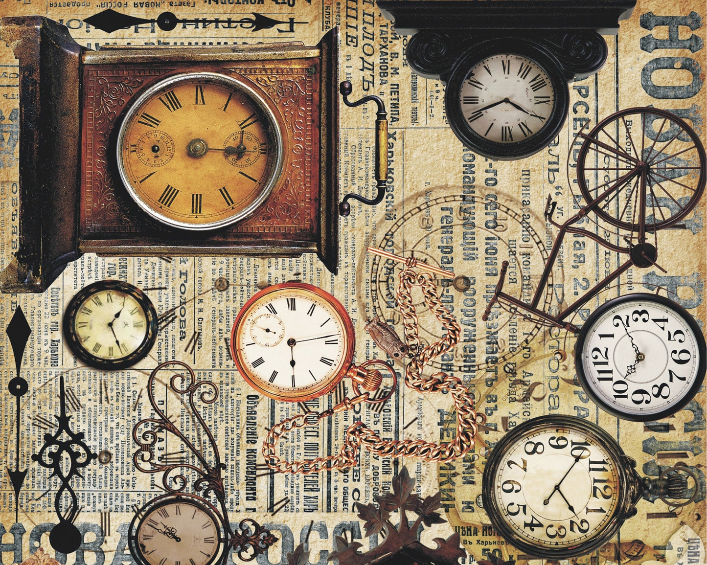 Old Clocks - Vintage Decoupage Art - Rice Paper - Decoupage for Furniture - Large Size Rice Paper for Decoupage