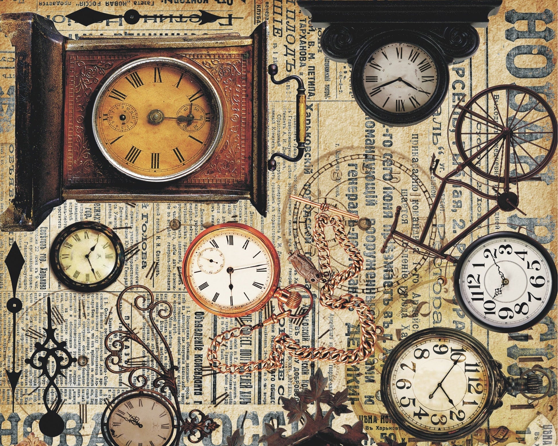 Old Clocks - Vintage Decoupage Art - Rice Paper - Decoupage for Furniture - Large Size Rice Paper for Decoupage