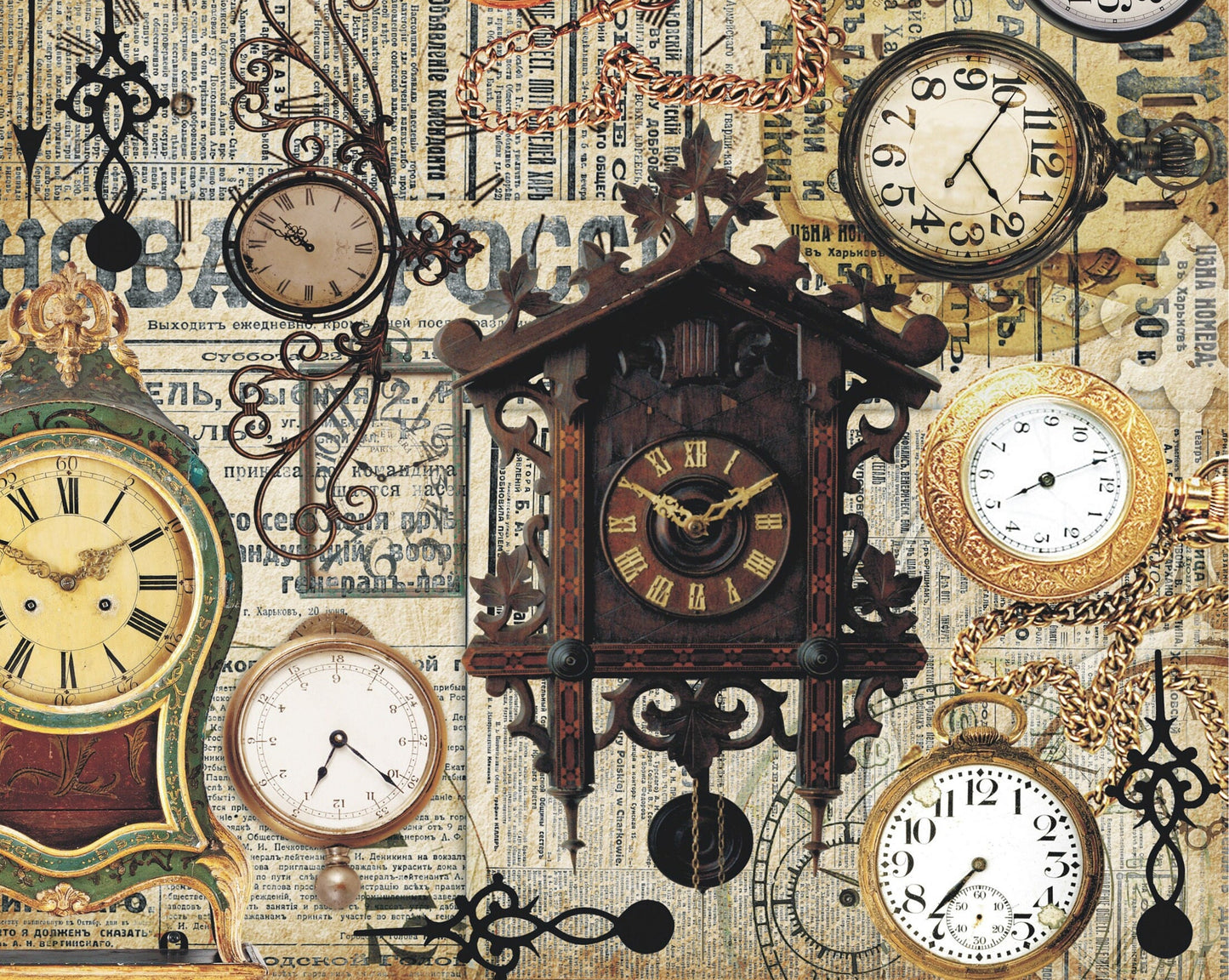 Old Clocks - Vintage Decoupage Art - Rice Paper - Decoupage for Furniture - Large Size Rice Paper for Decoupage