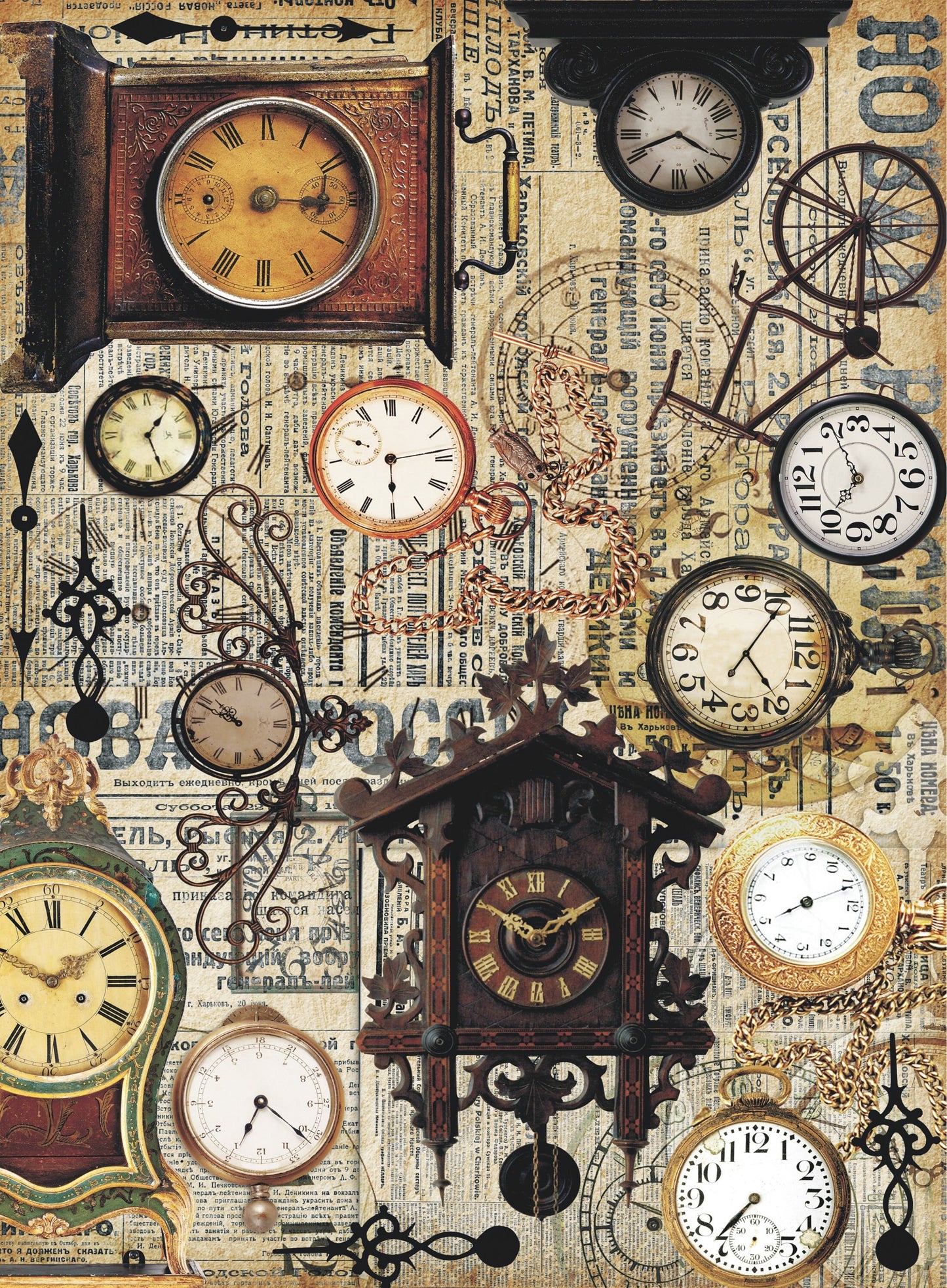 Old Clocks - Vintage Decoupage Art - Rice Paper - Decoupage for Furniture - Large Size Rice Paper for Decoupage