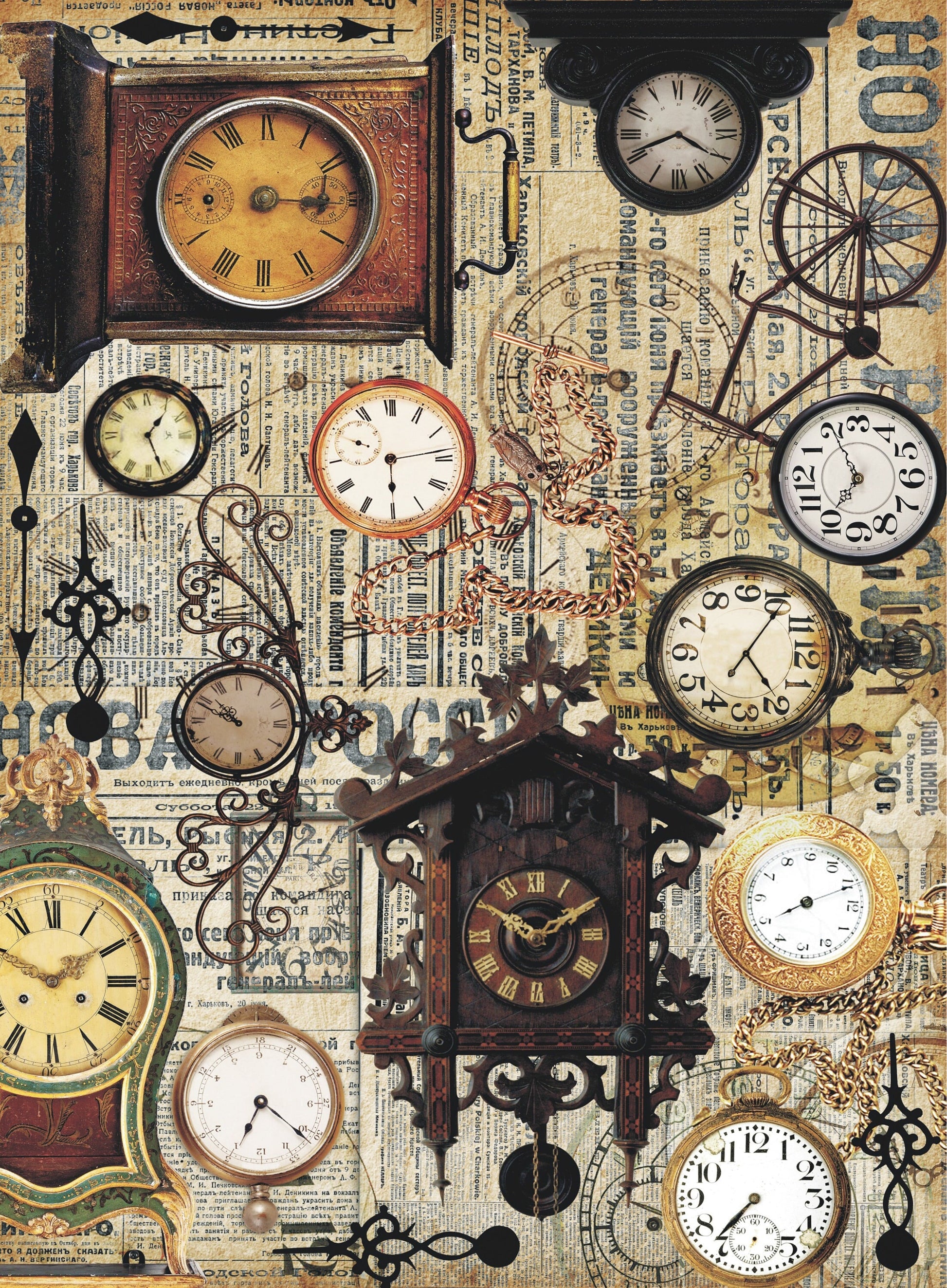 Old Clocks - Vintage Decoupage Art - Rice Paper - Decoupage for Furniture - Large Size Rice Paper for Decoupage