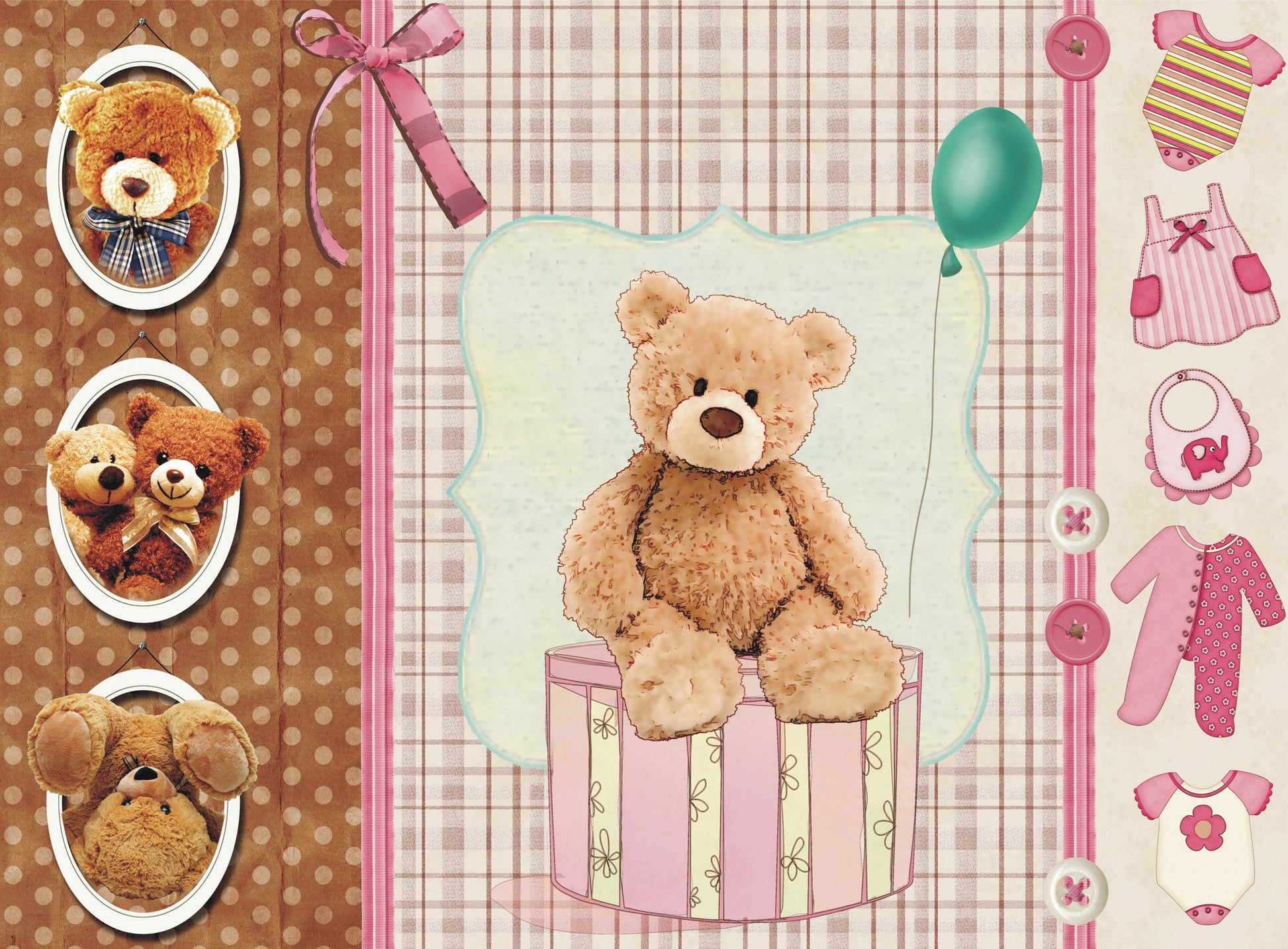 teddy bear decoupage paper