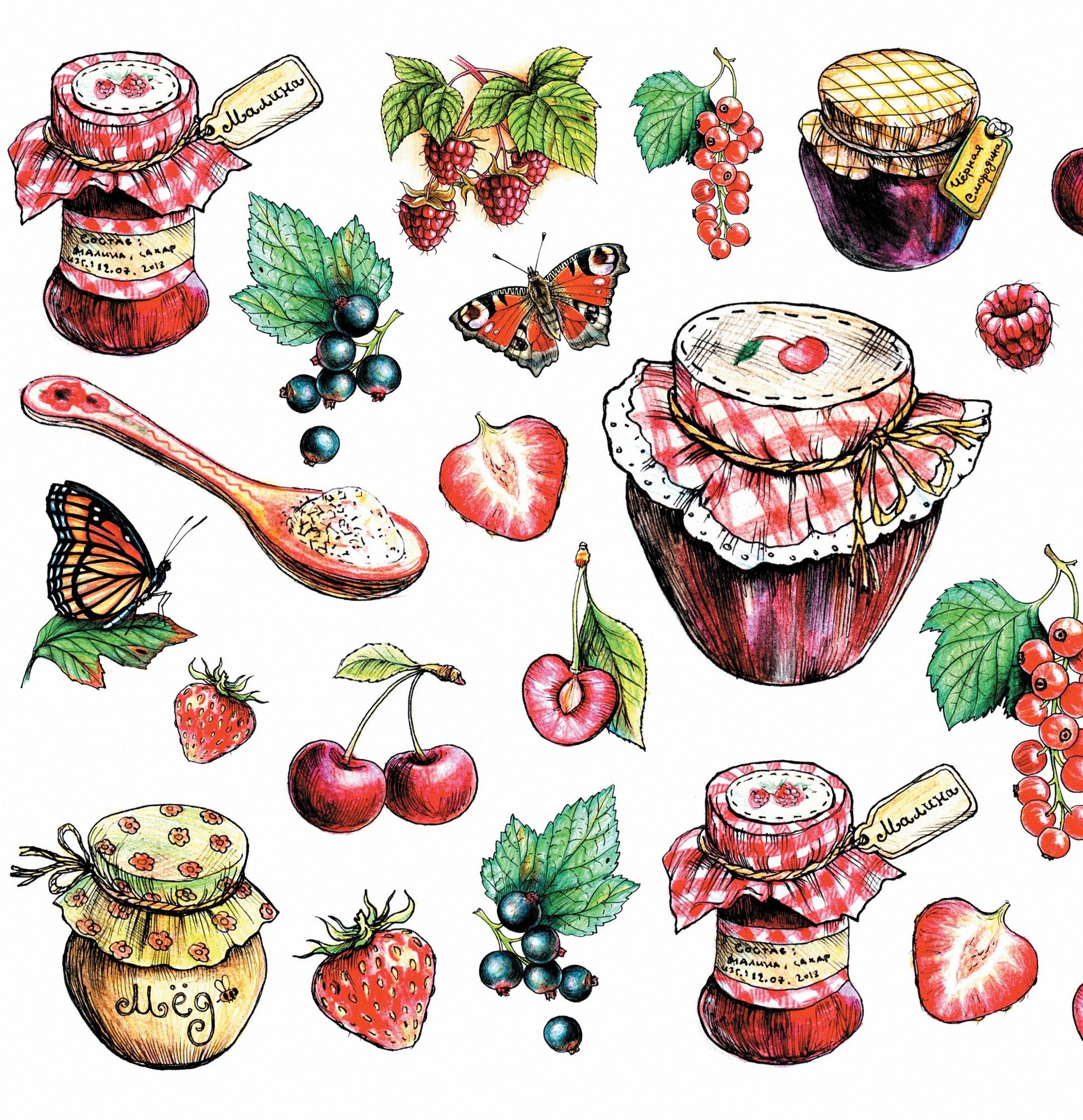 Kitchen Jam Fruits - Vintage Decoupage Art - Rice Paper - Decoupage for Furniture - Large Size Rice Paper for Decoupage