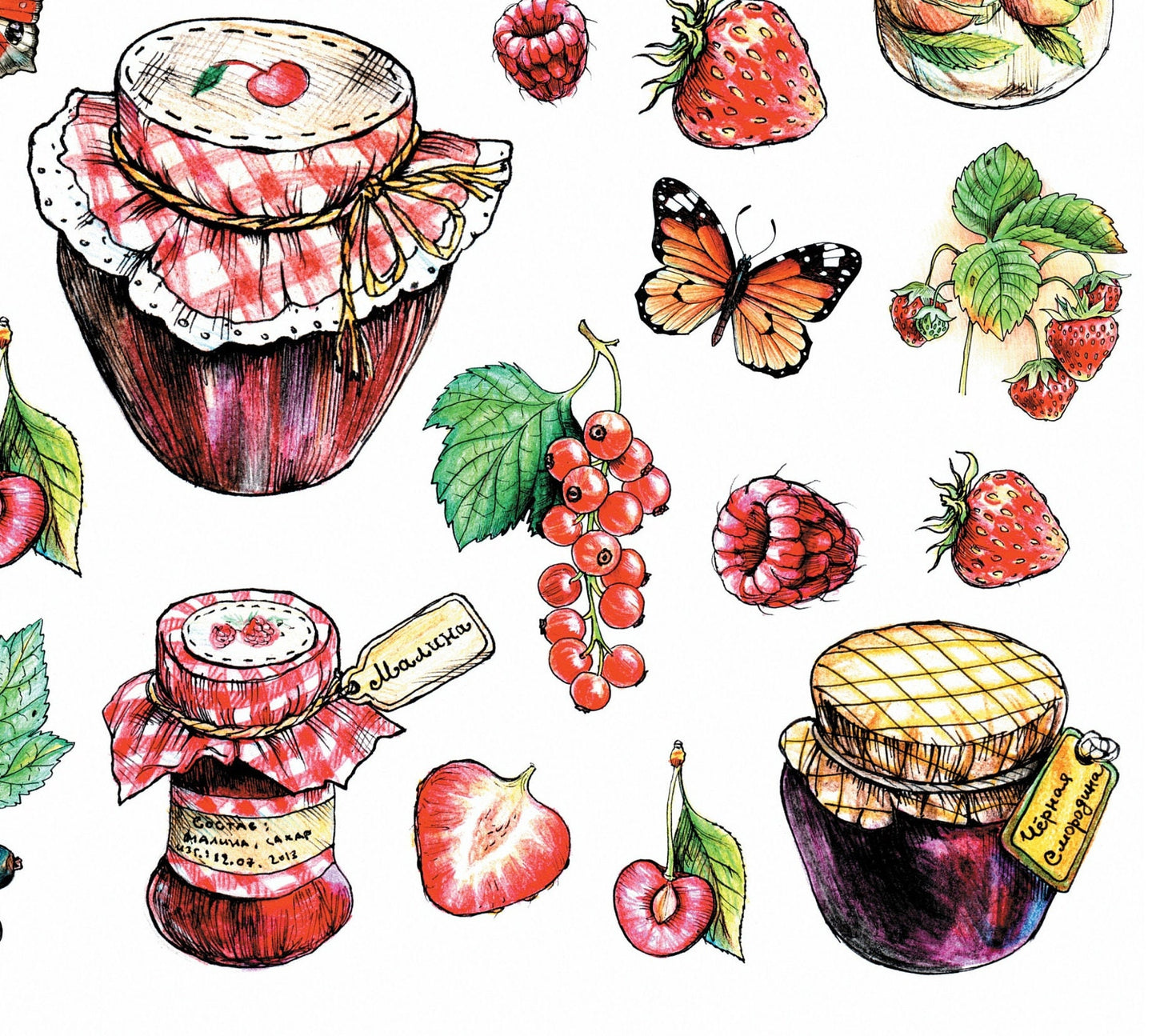 Kitchen Jam Fruits - Vintage Decoupage Art - Rice Paper - Decoupage for Furniture - Large Size Rice Paper for Decoupage