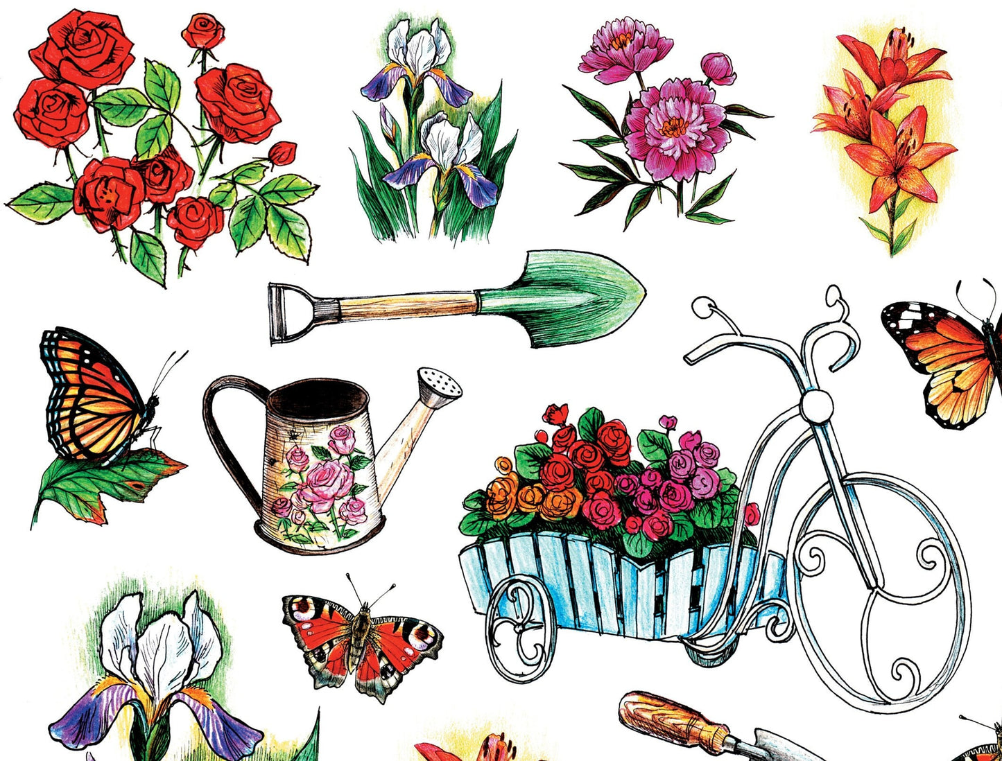 Gardening - Floral Decoupage - Vintage Decoupage Art - Rice Paper - Decoupage for Furniture - Large Size Rice Paper for Decoupage