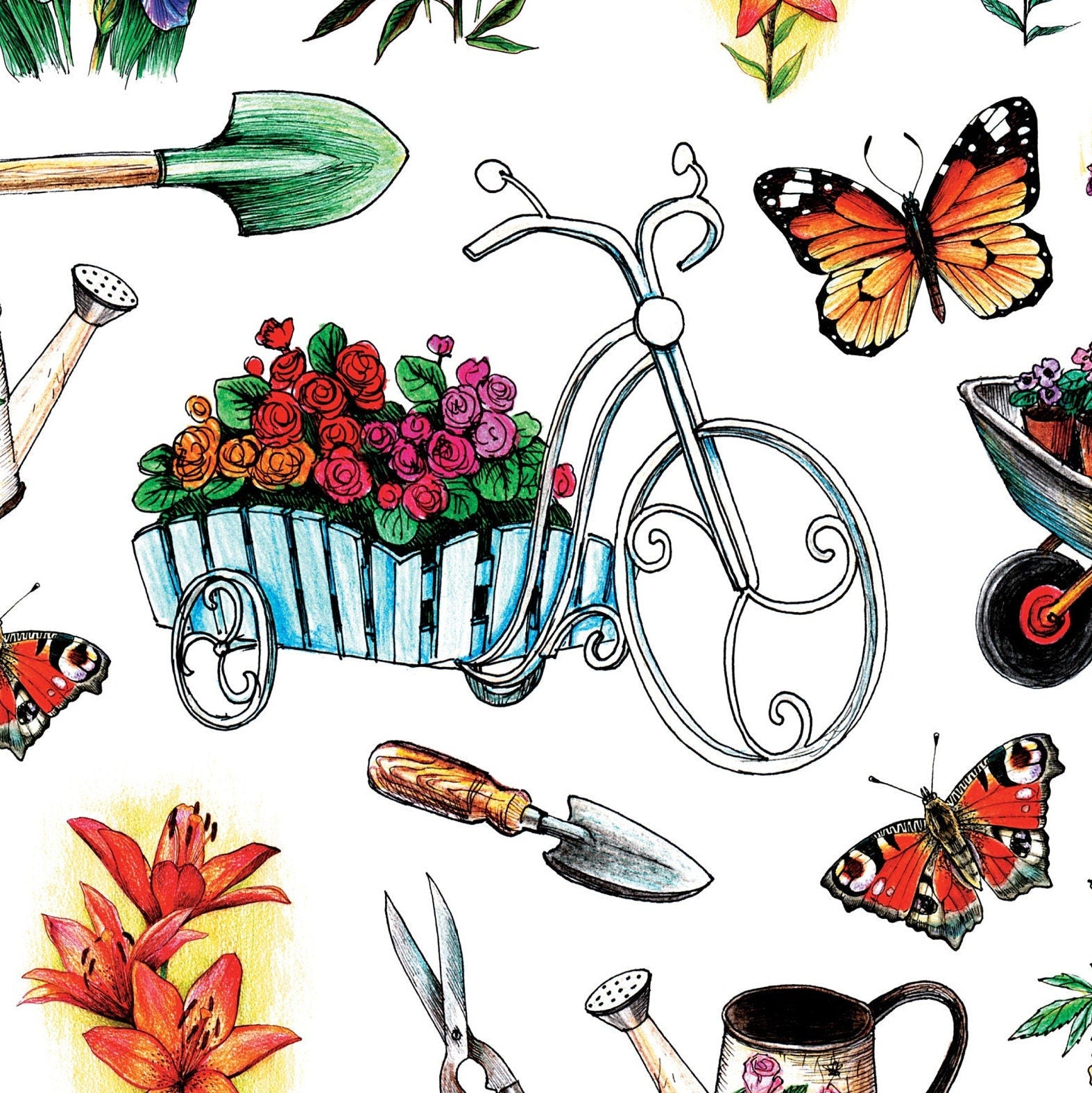 Gardening - Floral Decoupage - Vintage Decoupage Art - Rice Paper - Decoupage for Furniture - Large Size Rice Paper for Decoupage