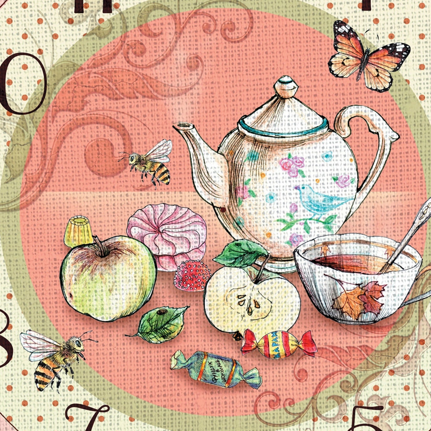 Clock - Vintage Decoupage Art - Rice Paper - Decoupage for Furniture - Large Size Rice Paper for Decoupage - Sheets