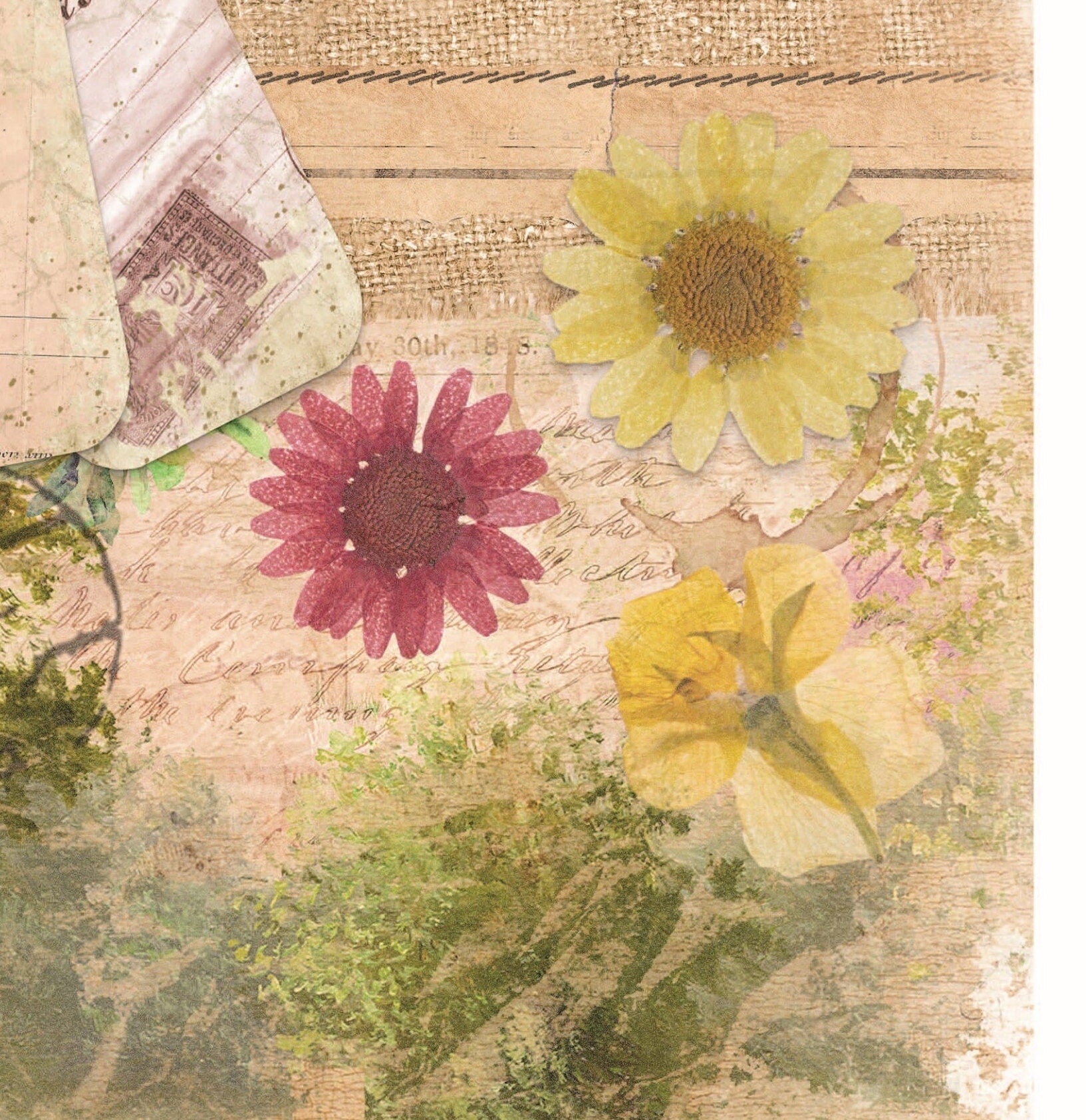 Yellow and Red Flowers - Floral Decoupage - Decoupage Art - Large Size Rice Paper for Decoupage - Decoupage Crafts