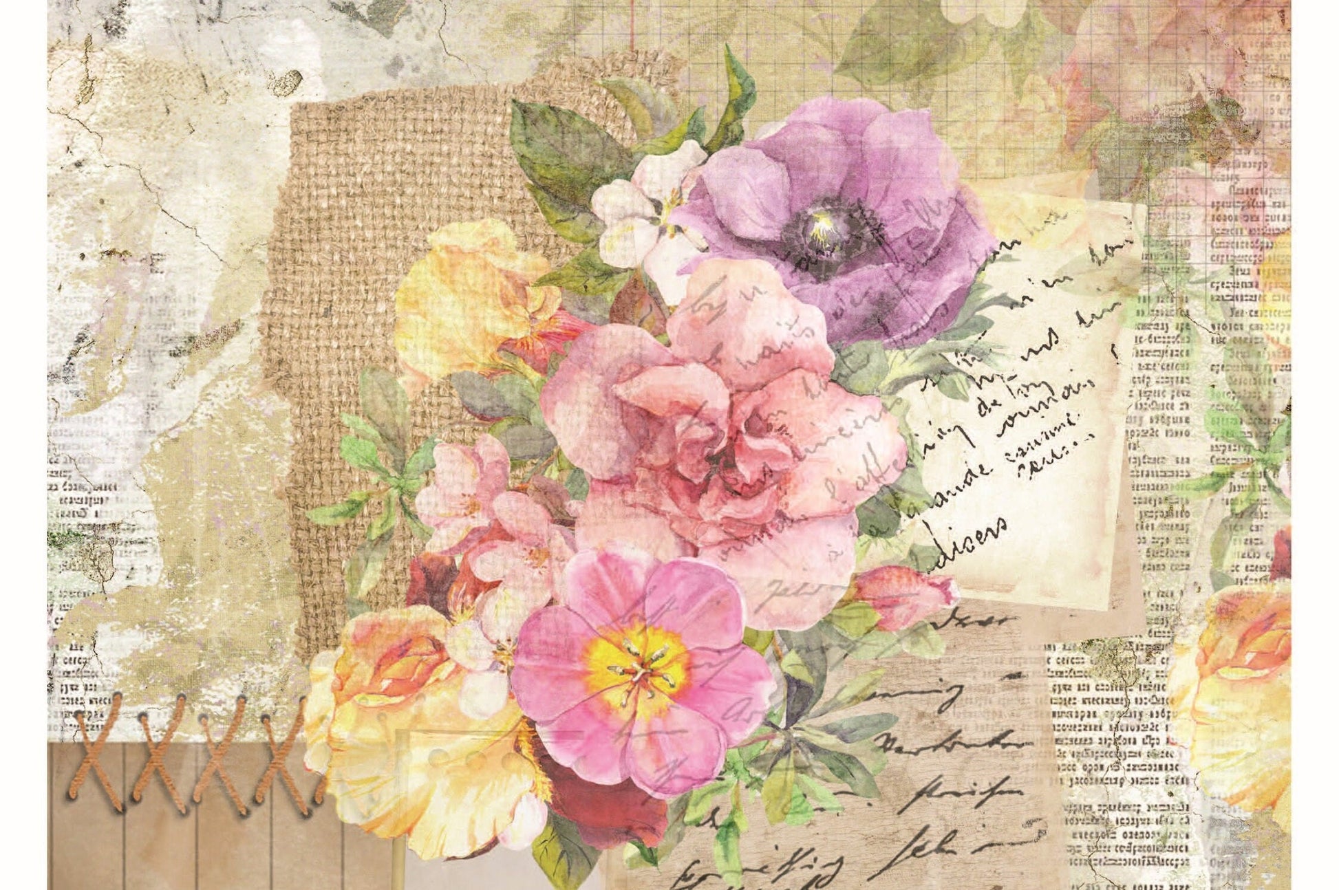Vintage Floral Decoupage - Decoupage Art - Large Size Rice Paper for Decoupage - Decoupage Crafts