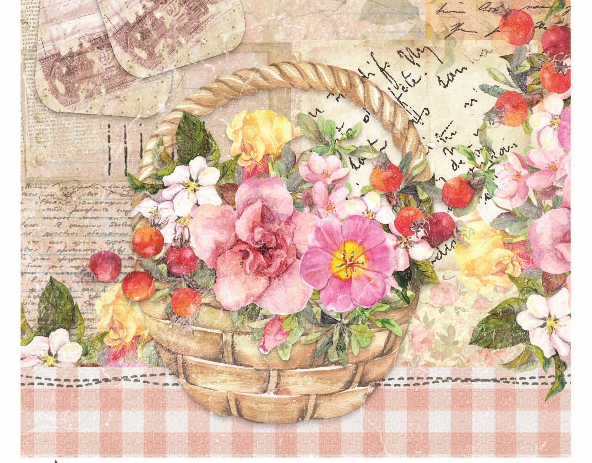 Pink Vintage Floral Decoupage - Decoupage Art - Large Size Rice Paper for Decoupage - Decoupage Crafts