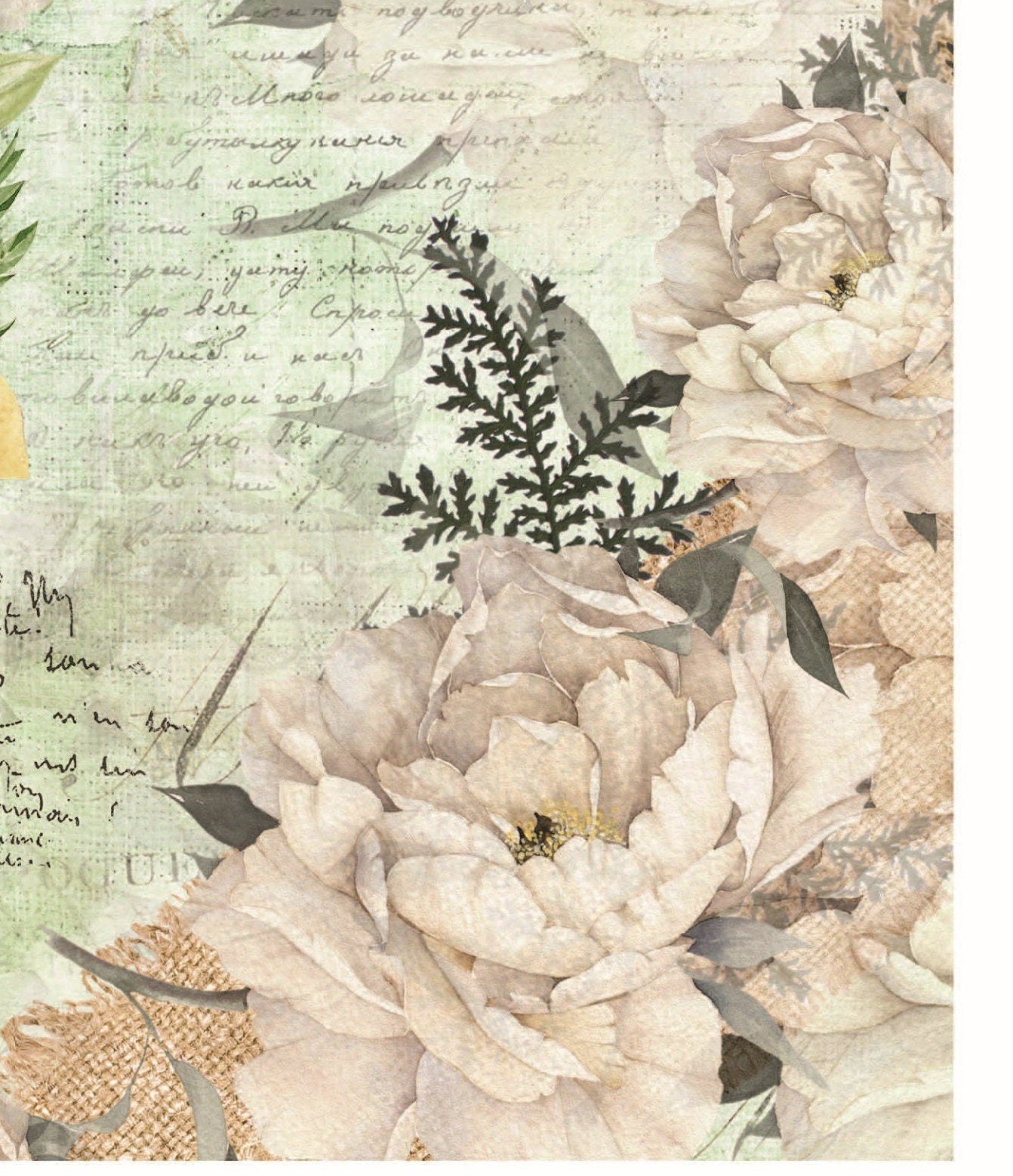Vintage Floral Decoupage - Decoupage Art - Large Size Rice Paper for Decoupage - Decoupage Crafts