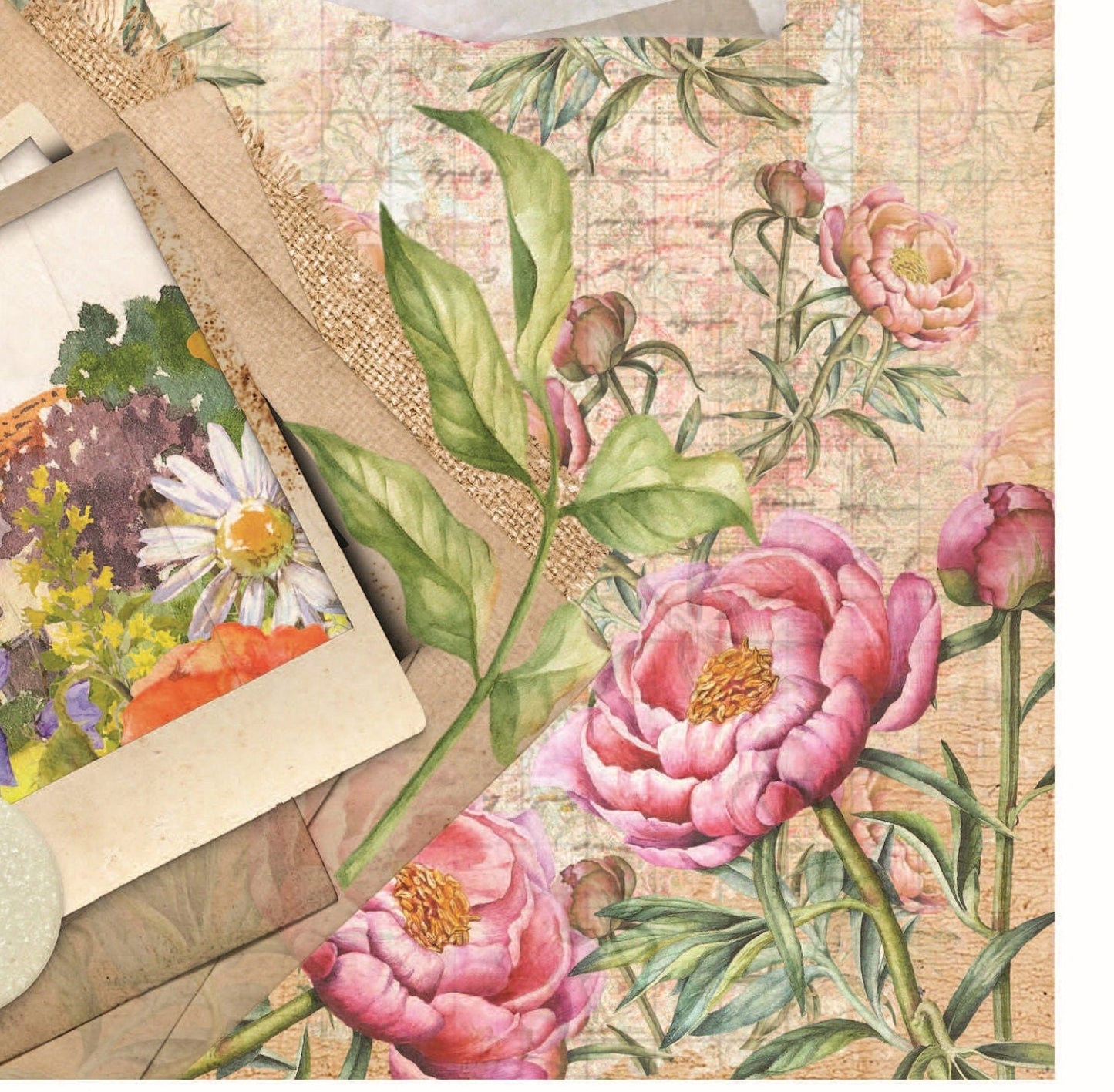 Vintage Floral Decoupage - Decoupage Art - Large Size Rice Paper for Decoupage - Decoupage Crafts