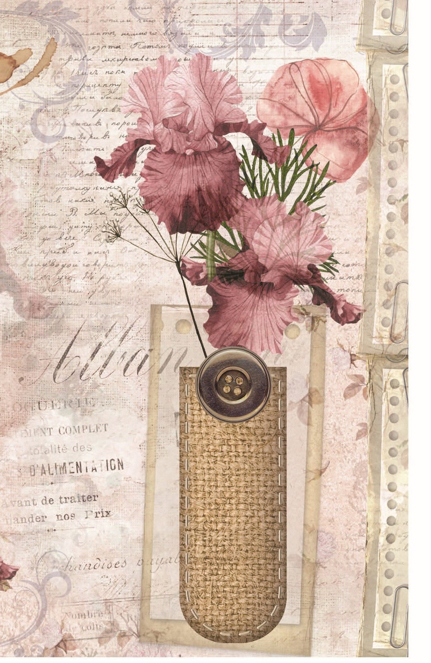 Vintage Floral Decoupage - Decoupage Art - Large Size Rice Paper for Decoupage - Decoupage Crafts