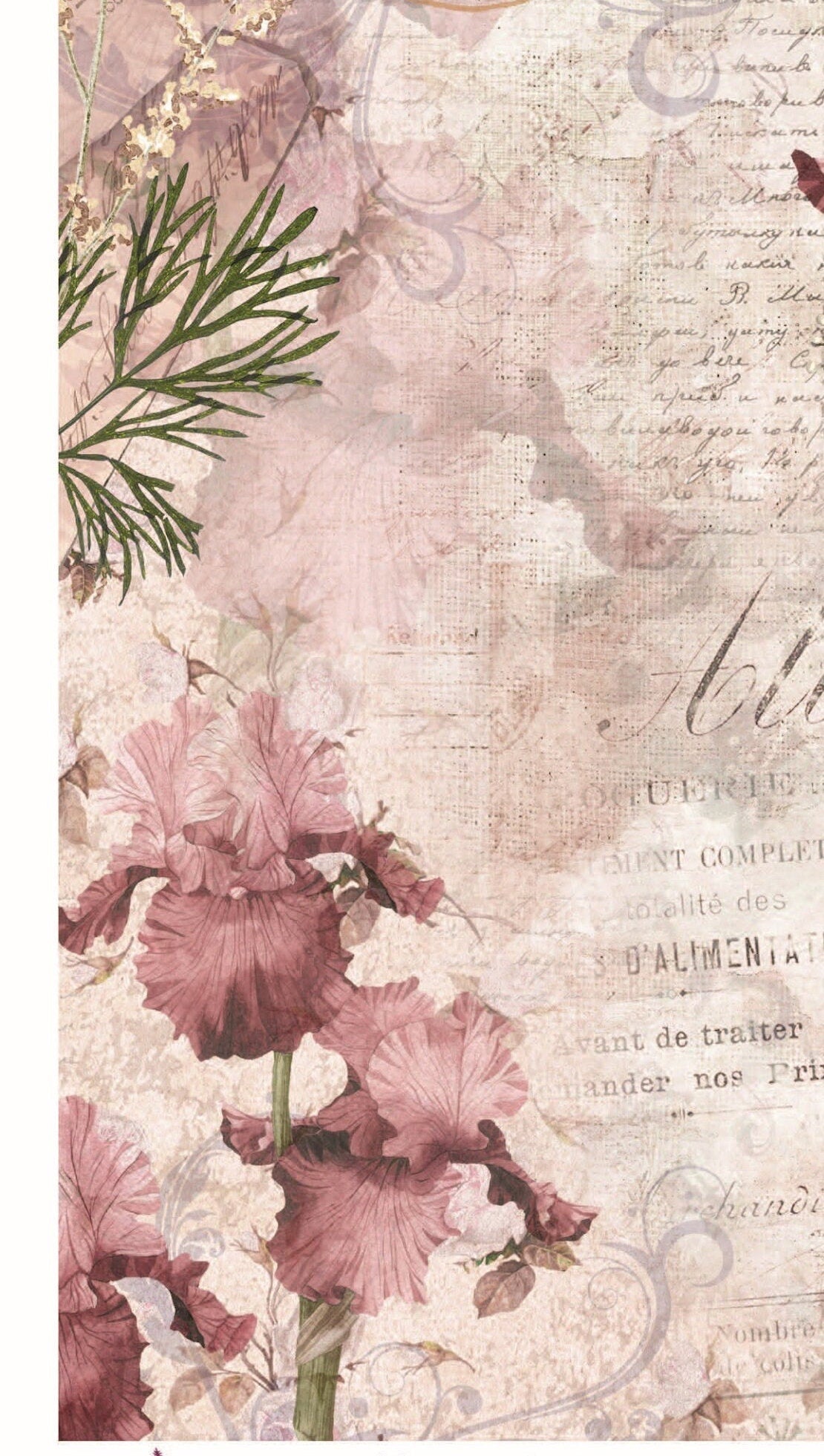 Vintage Floral Decoupage - Decoupage Art - Large Size Rice Paper for Decoupage - Decoupage Crafts