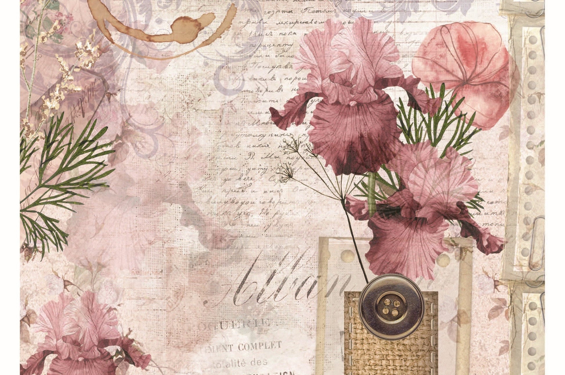 Vintage Floral Decoupage - Decoupage Art - Large Size Rice Paper for Decoupage - Decoupage Crafts