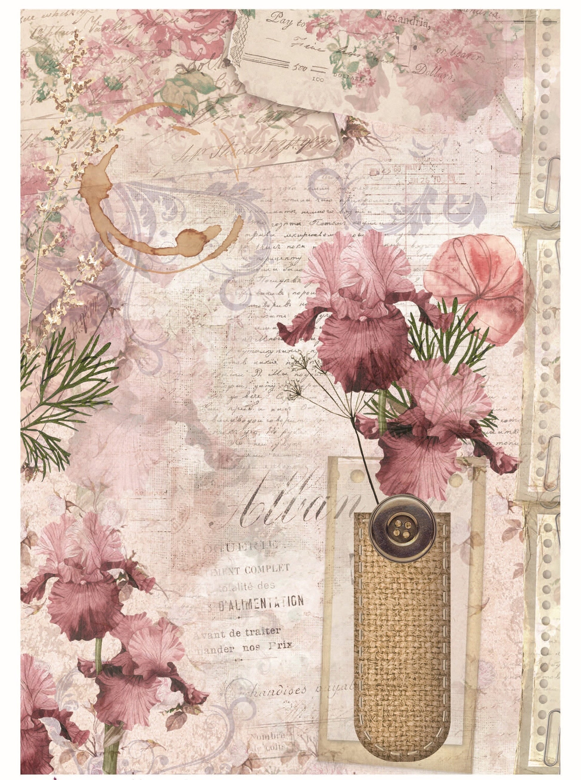 Vintage Floral Decoupage - Decoupage Art - Large Size Rice Paper for Decoupage - Decoupage Crafts
