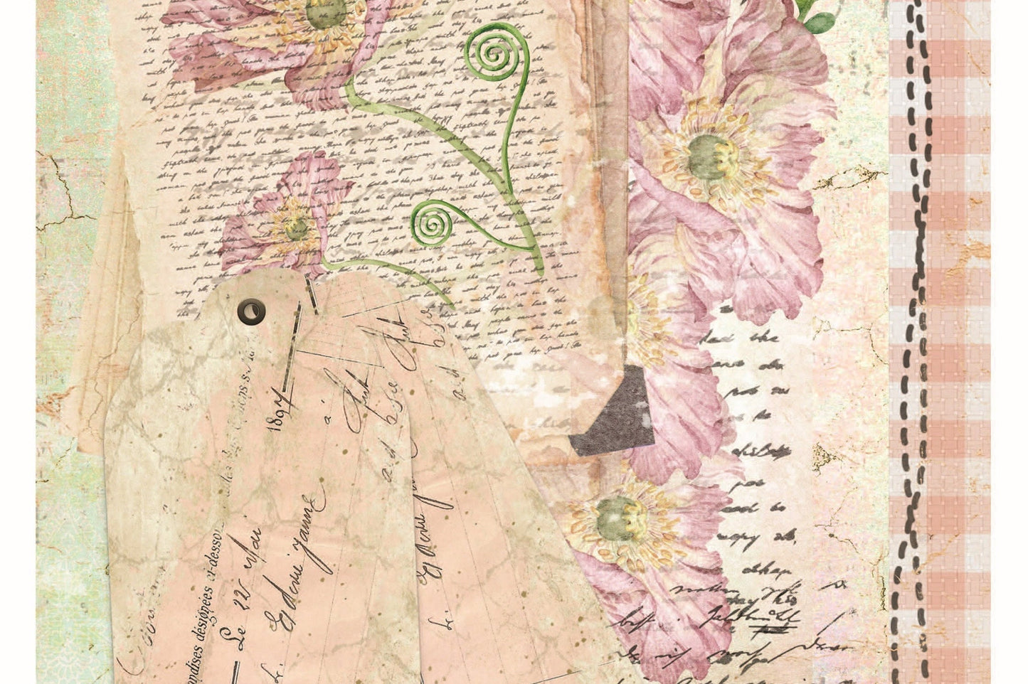 Vintage Floral Decoupage - Decoupage Art - Large Size Rice Paper for Decoupage - Decoupage Crafts
