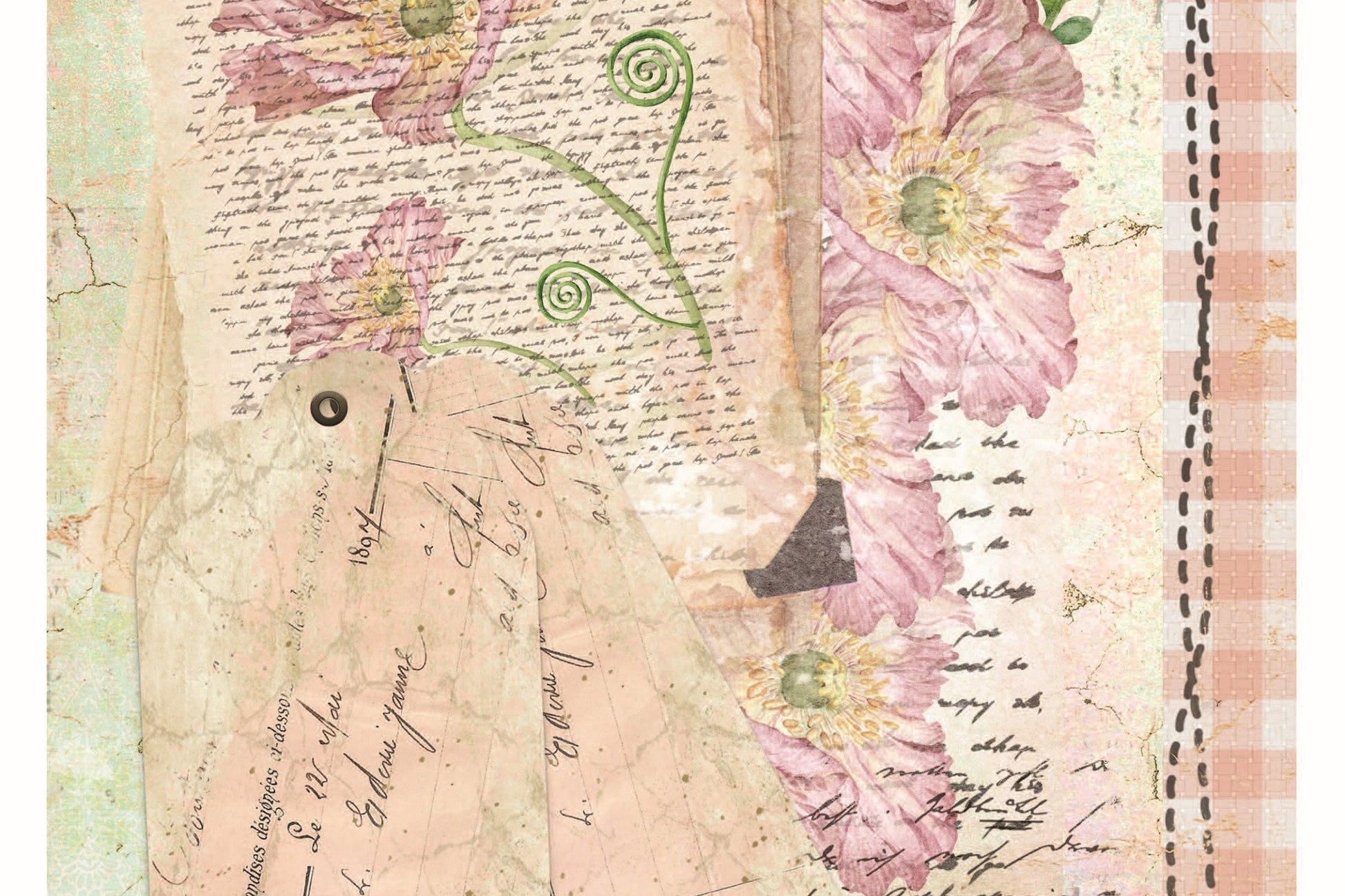 Vintage Floral Decoupage - Decoupage Art - Large Size Rice Paper for Decoupage - Decoupage Crafts