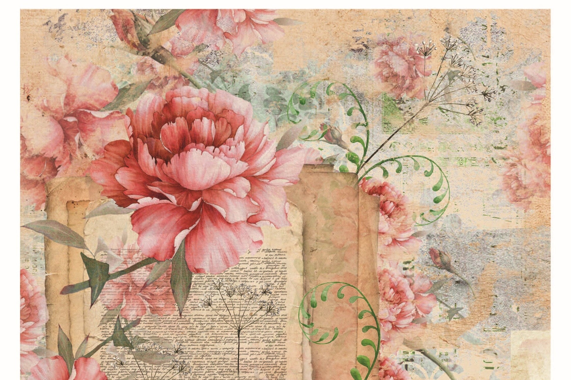 Red Roses - Vintage Floral Decoupage - Decoupage Art - Large Size Rice Paper for Decoupage - Decoupage Crafts