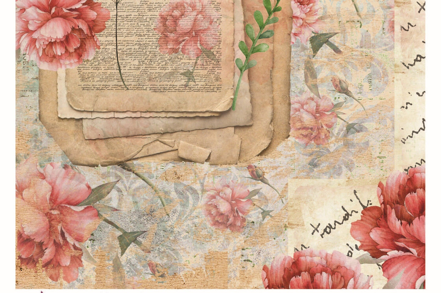 Red Roses - Vintage Floral Decoupage - Decoupage Art - Large Size Rice Paper for Decoupage - Decoupage Crafts