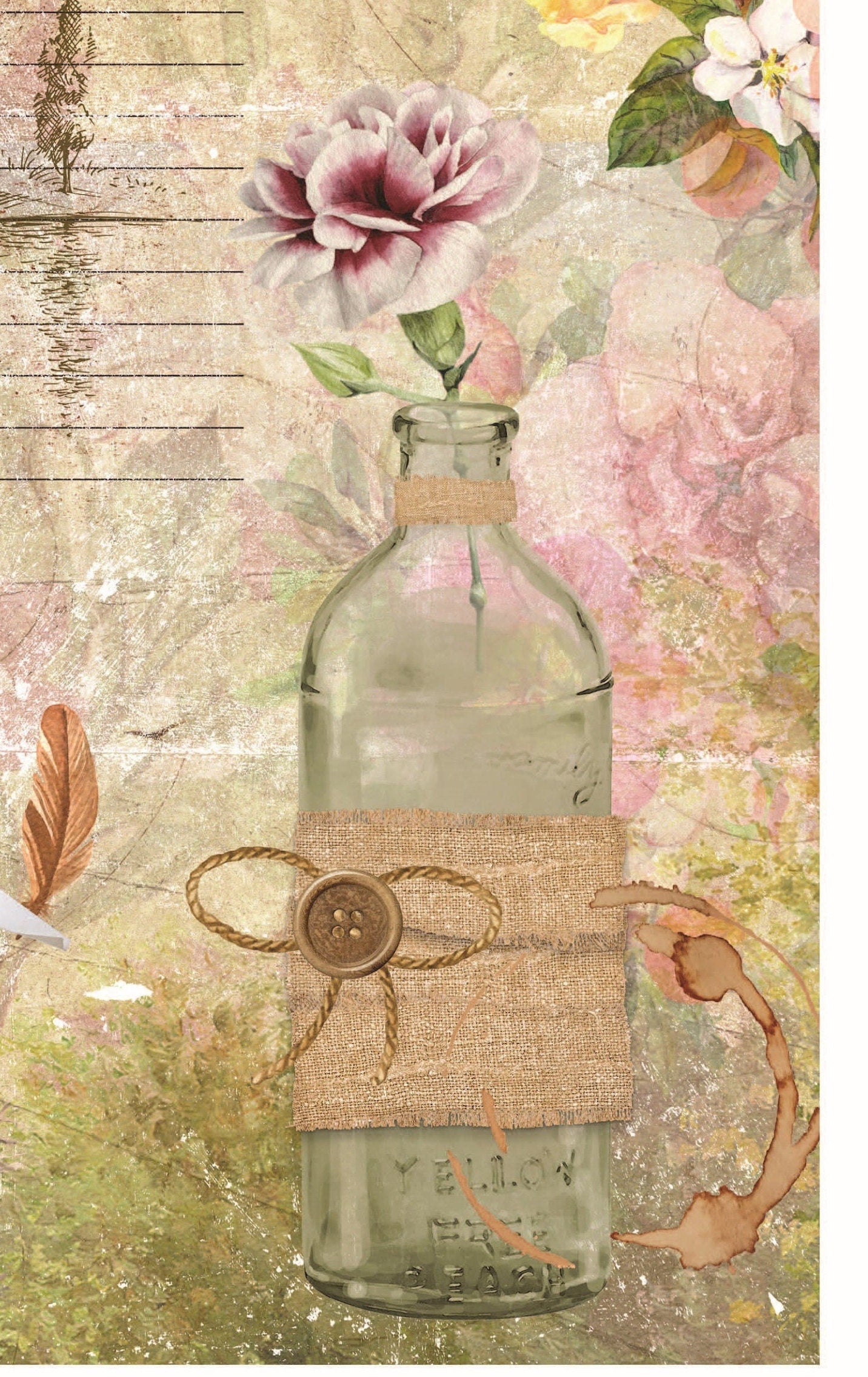 Flowers - Vintage Floral Decoupage - Decoupage Art - Large Size Rice Paper for Decoupage - Decoupage Crafts
