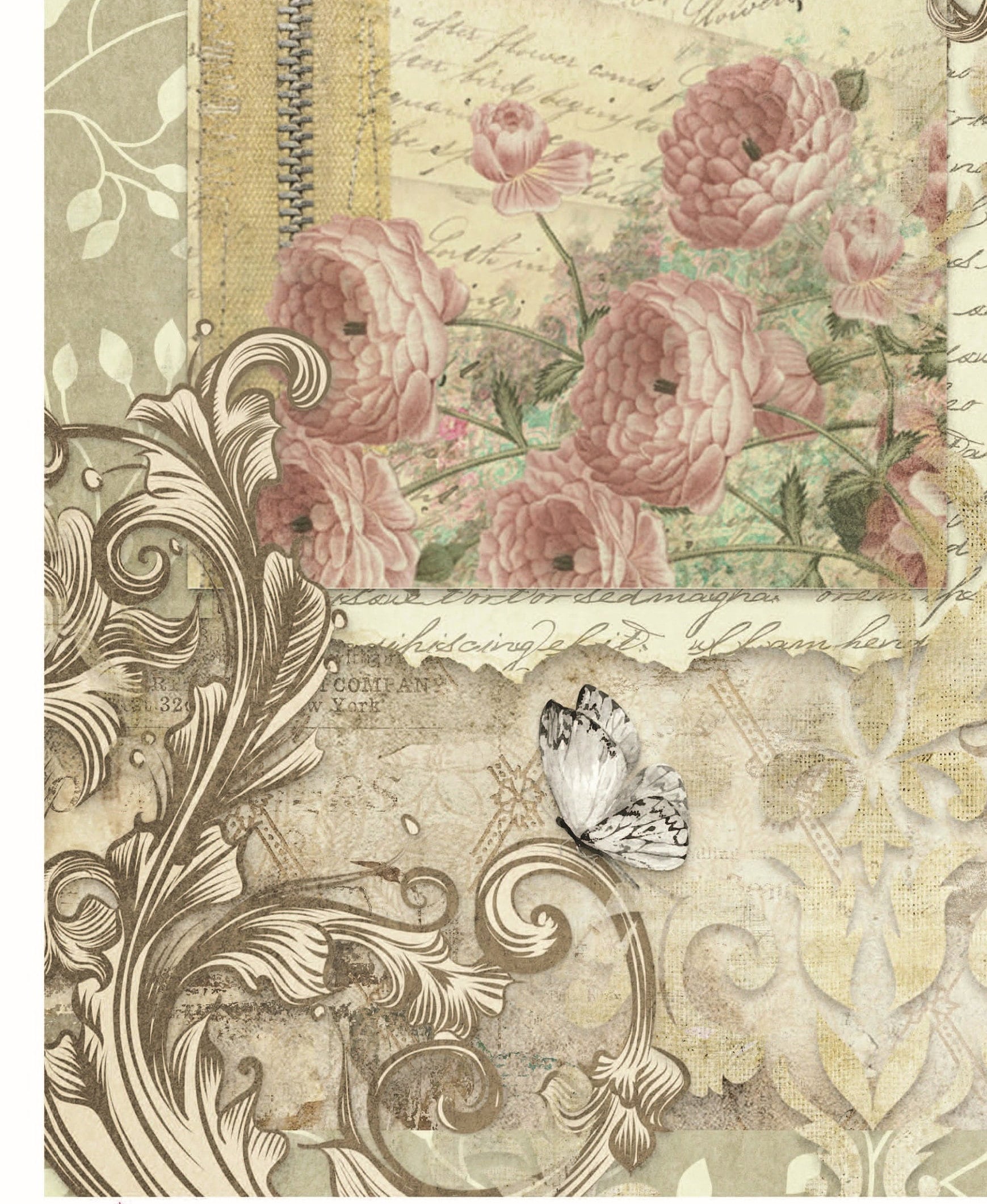 Vintage Floral Decoupage - Butterfly - Decoupage Art - Large Size Rice Paper for Decoupage - Decoupage Crafts