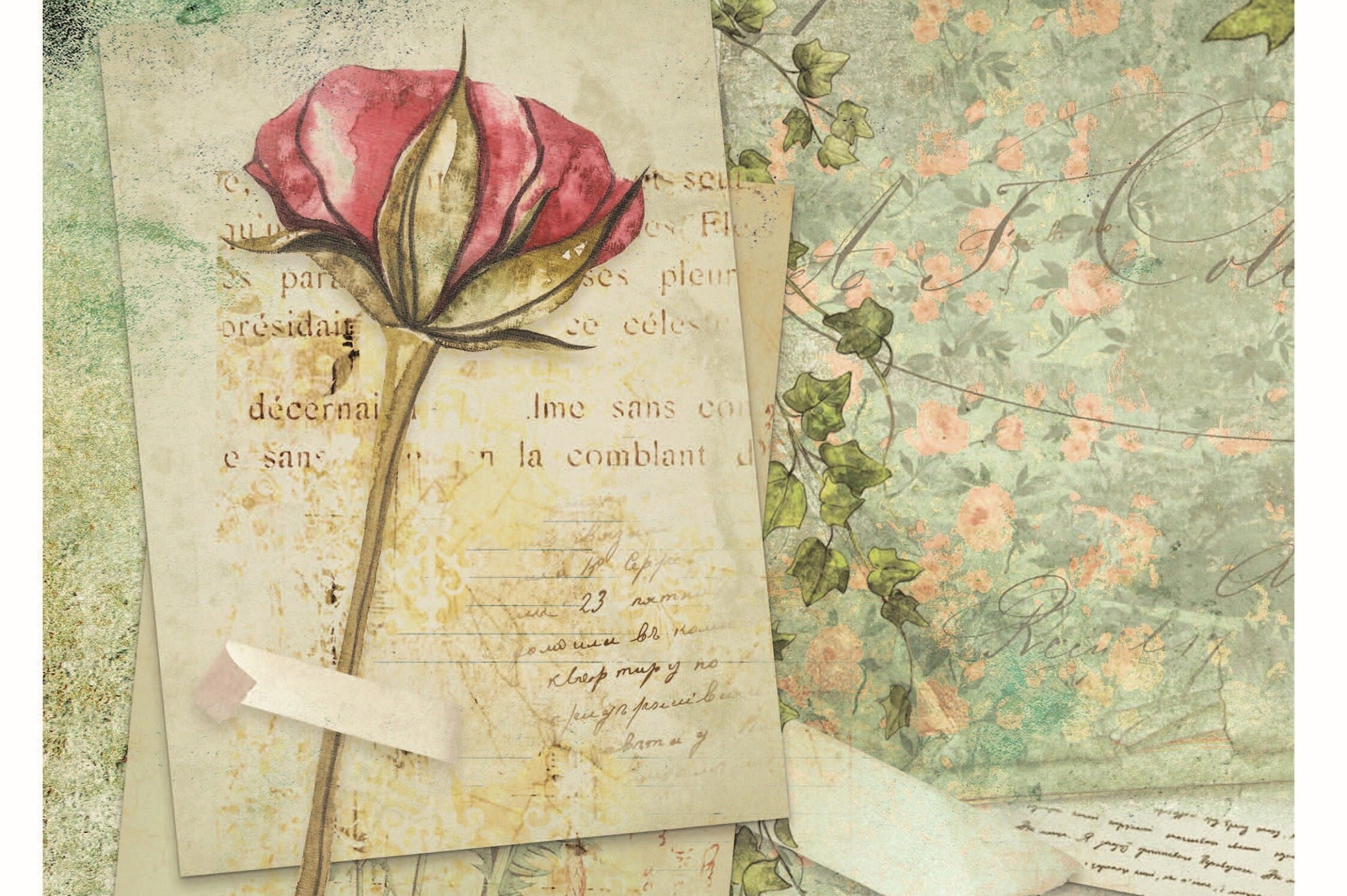 Dried Flower Vintage Decoupage - Decoupage Art - Large Size Rice Paper for Decoupage - Decoupage Crafts