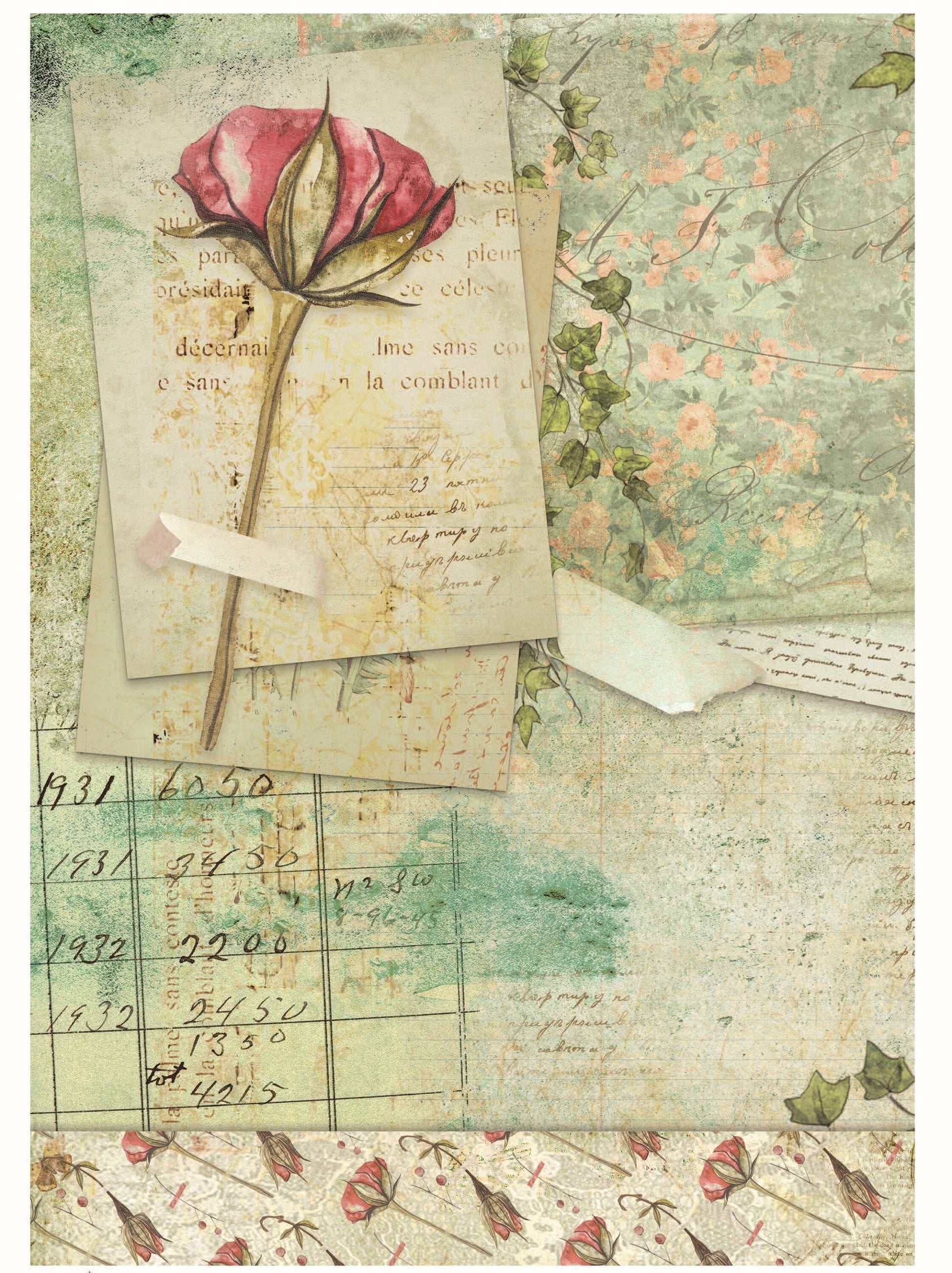 Dried Flower Vintage Decoupage - Decoupage Art - Large Size Rice Paper for Decoupage - Decoupage Crafts