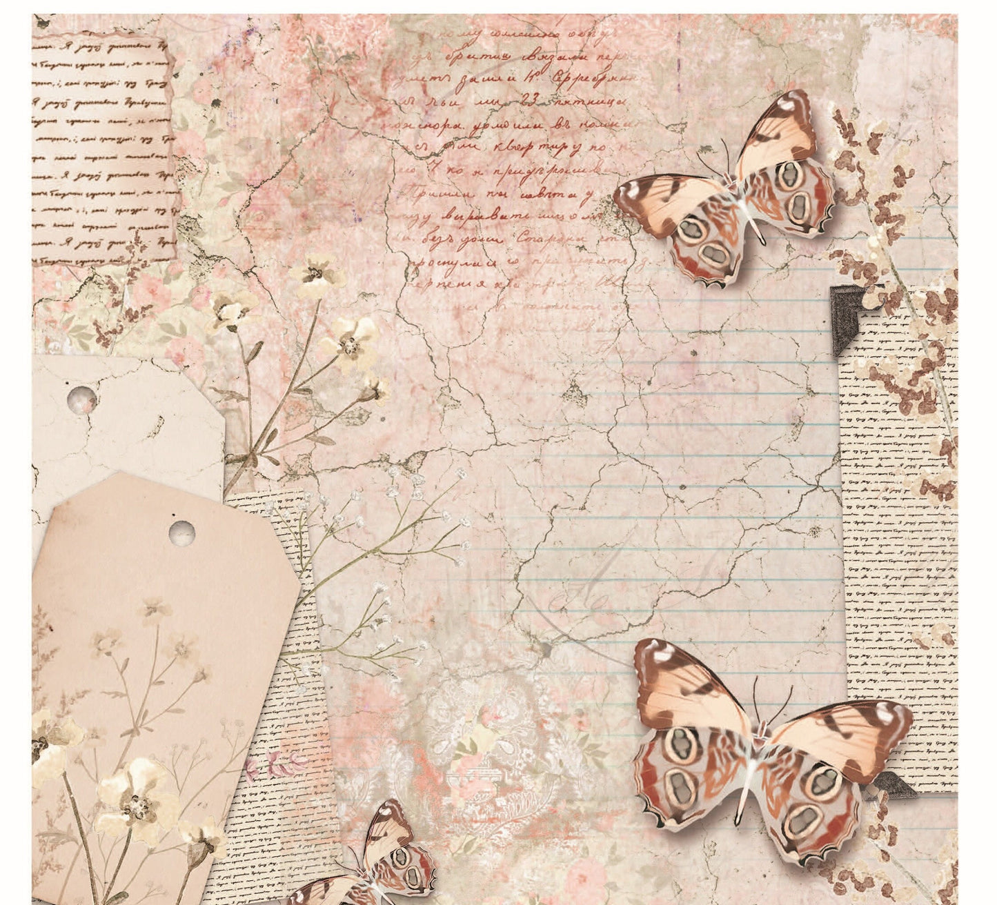 Red Butterfly Vintage Texture Decoupage - Decoupage Art - Large Size Rice Paper for Decoupage - Decoupage Crafts