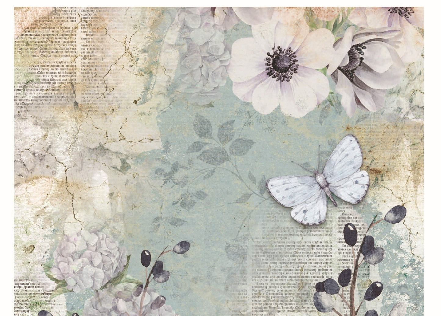 Butterfly Floral Rice Paper – Vintage Decoupage for Furniture