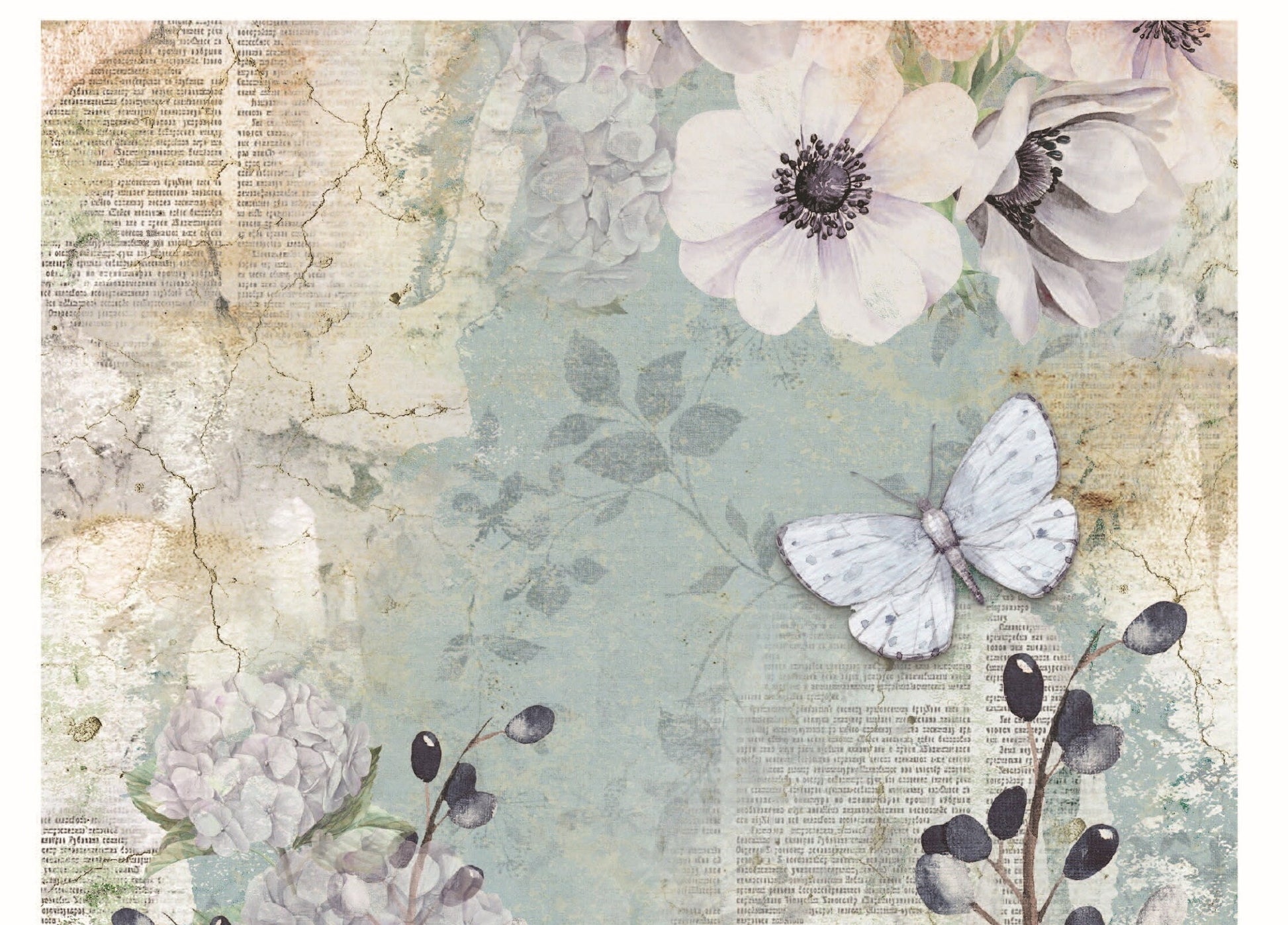 Butterfly Floral Rice Paper – Vintage Decoupage for Furniture