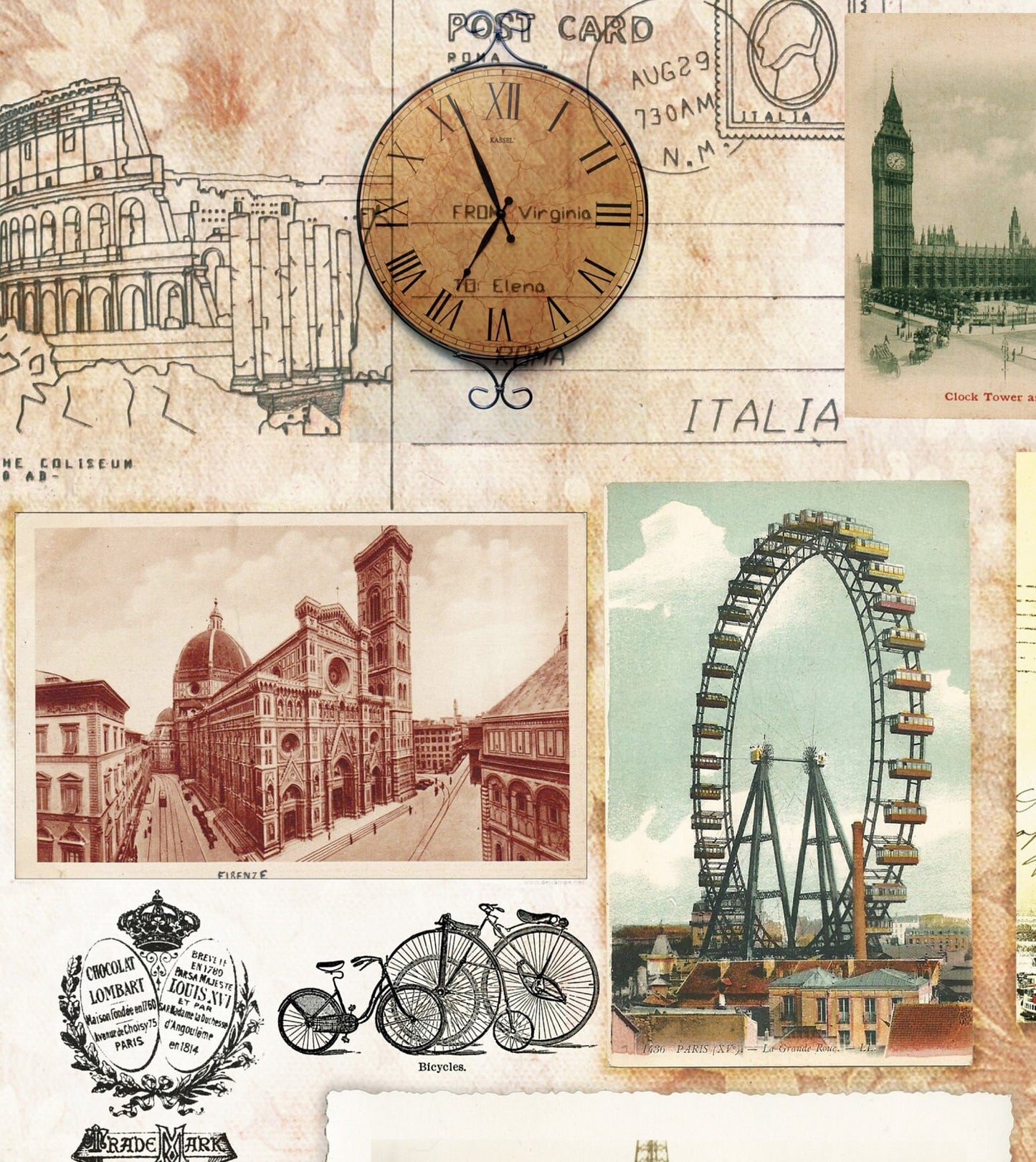 Paris Vintage Decoupage Paper - Decoupage Art - Large Size Rice Paper for Decoupage - A3 A2 A1
