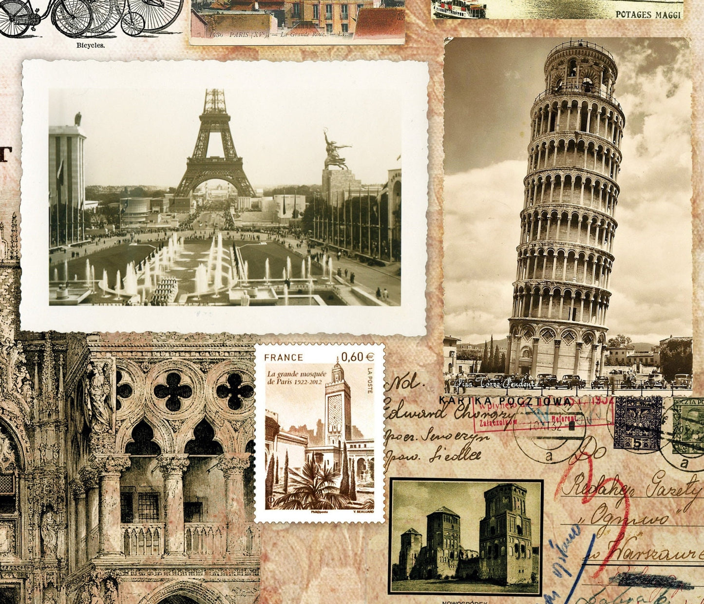 Paris Vintage Decoupage Paper - Decoupage Art - Large Size Rice Paper for Decoupage - A3 A2 A1