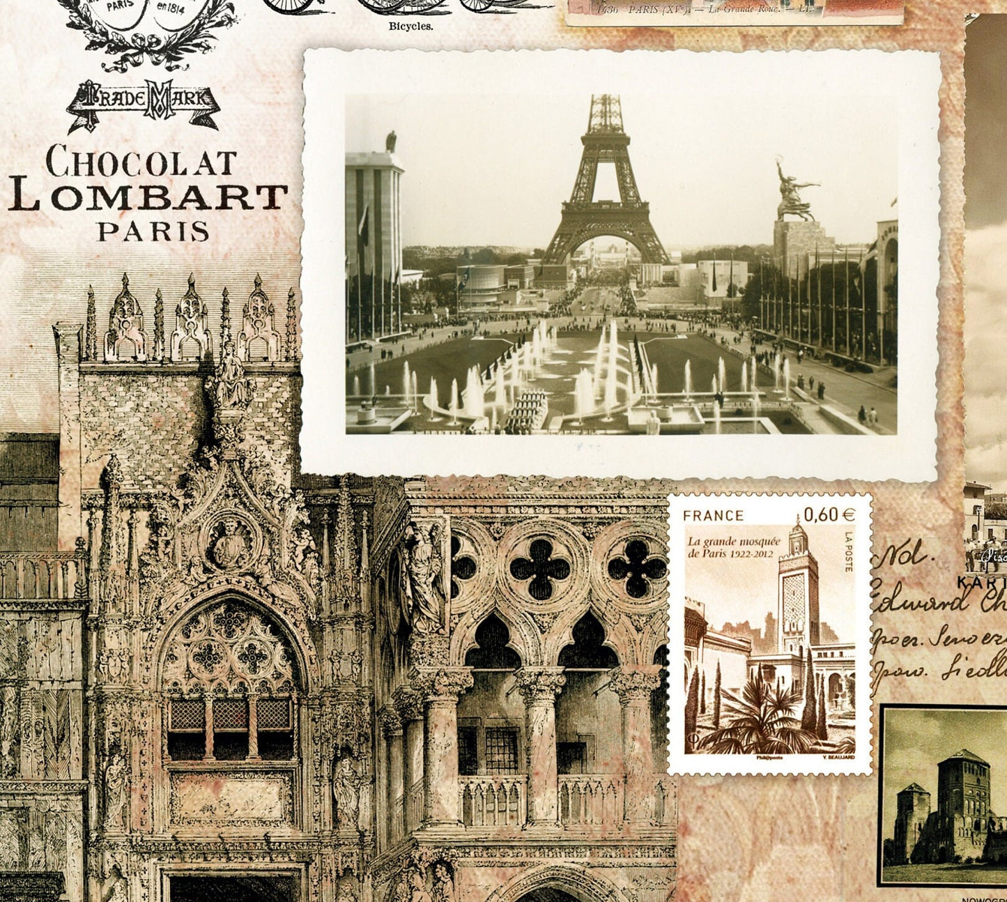 Paris Vintage Decoupage Paper - Decoupage Art - Large Size Rice Paper for Decoupage - A3 A2 A1
