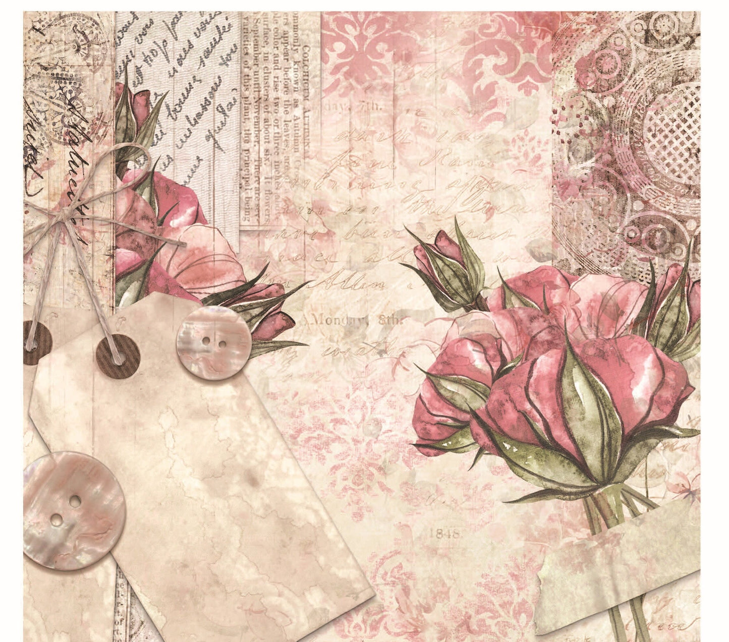 Red Vintage Decoupage - Decoupage Art - Large Size Rice Paper for Decoupage - Decoupage Crafts