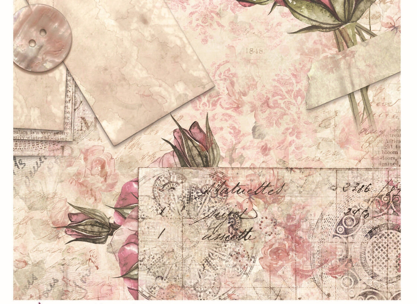 Red Vintage Decoupage - Decoupage Art - Large Size Rice Paper for Decoupage - Decoupage Crafts